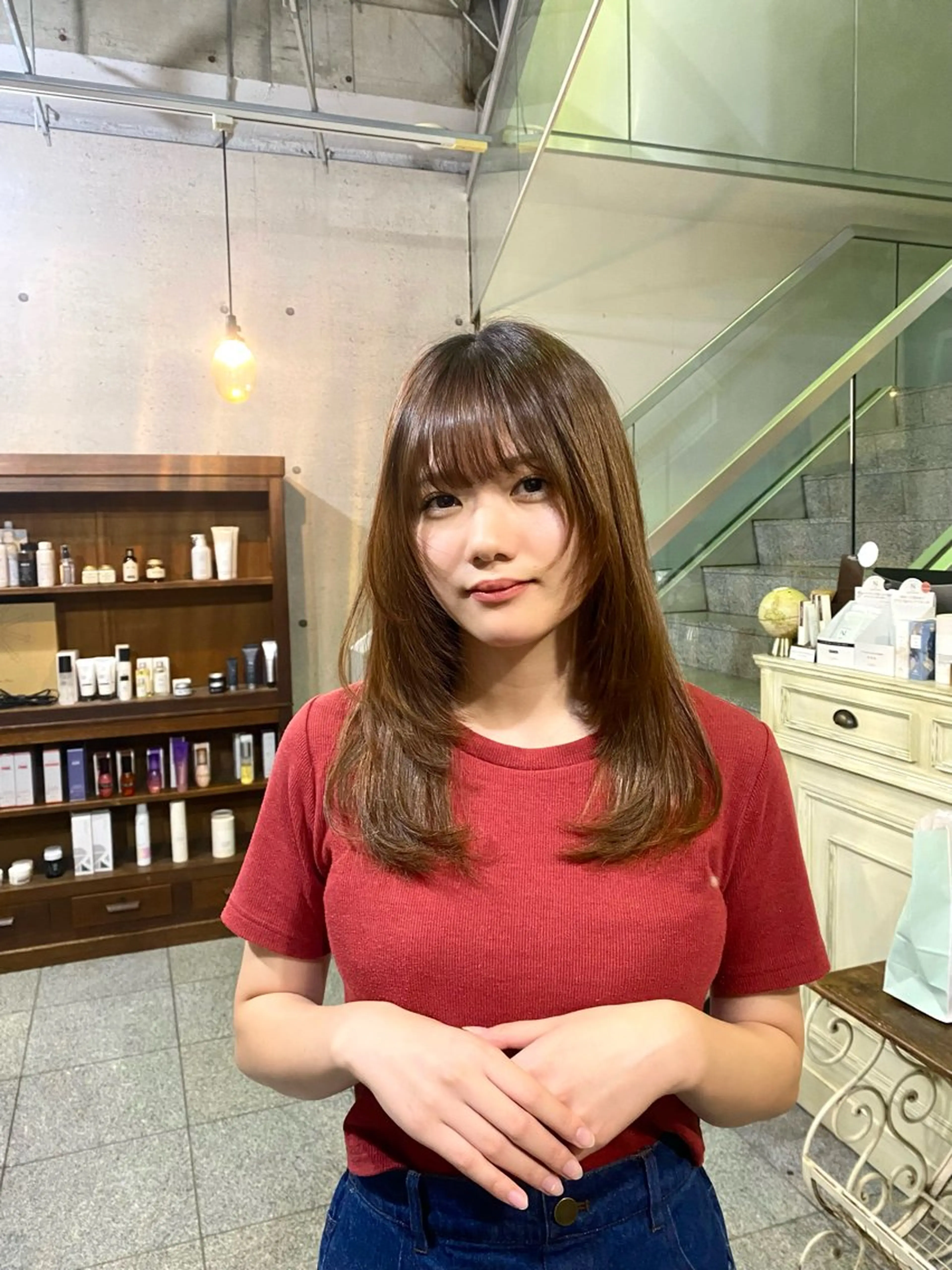 セミロング 顔周りカット レイヤーカット ARUE所属・🎀🫧Oyama Riri🫧🎀のヘアスタイル