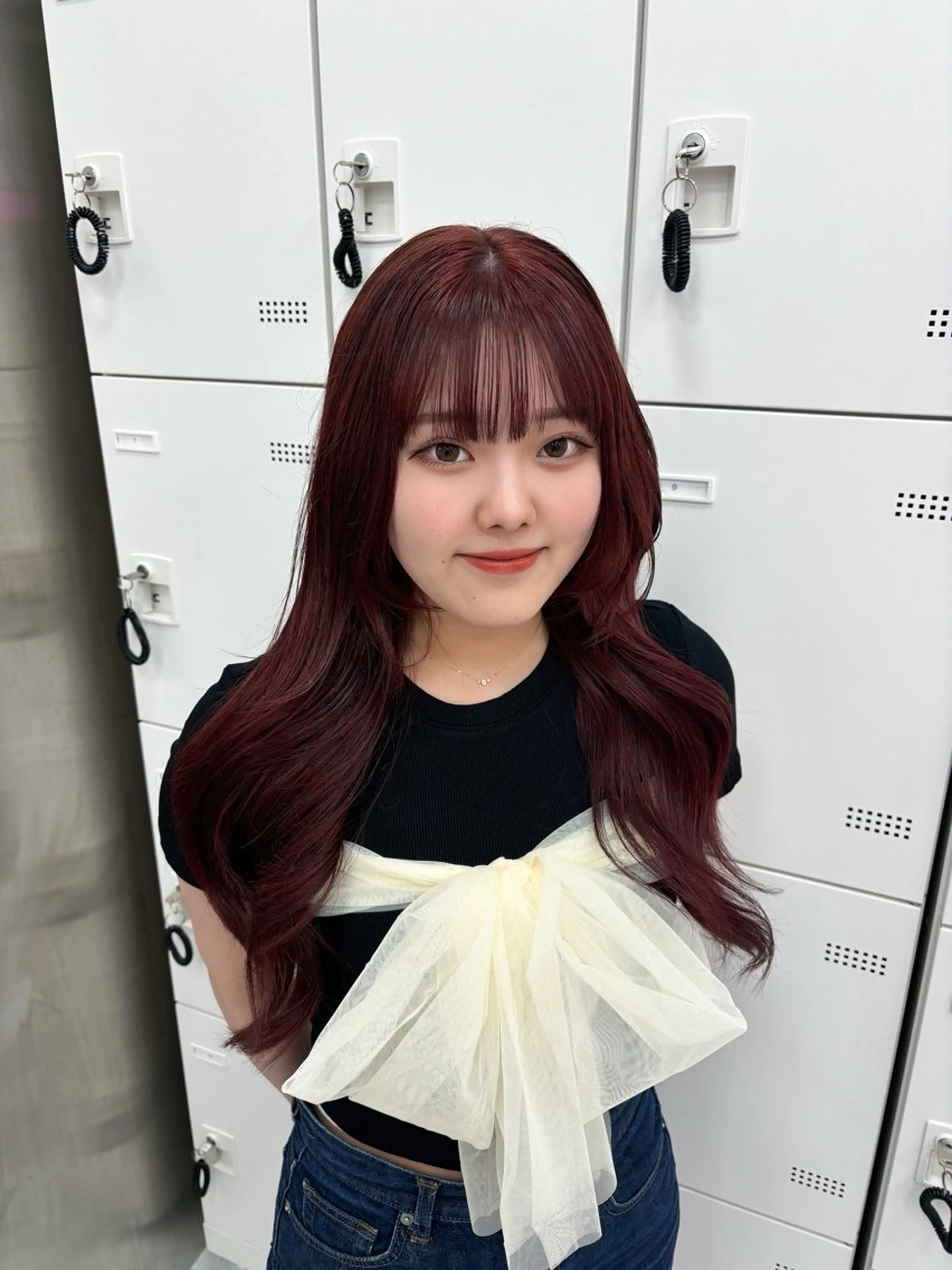 ロング カラー 韓国レイヤー ハッシュカットのヘアスタイル