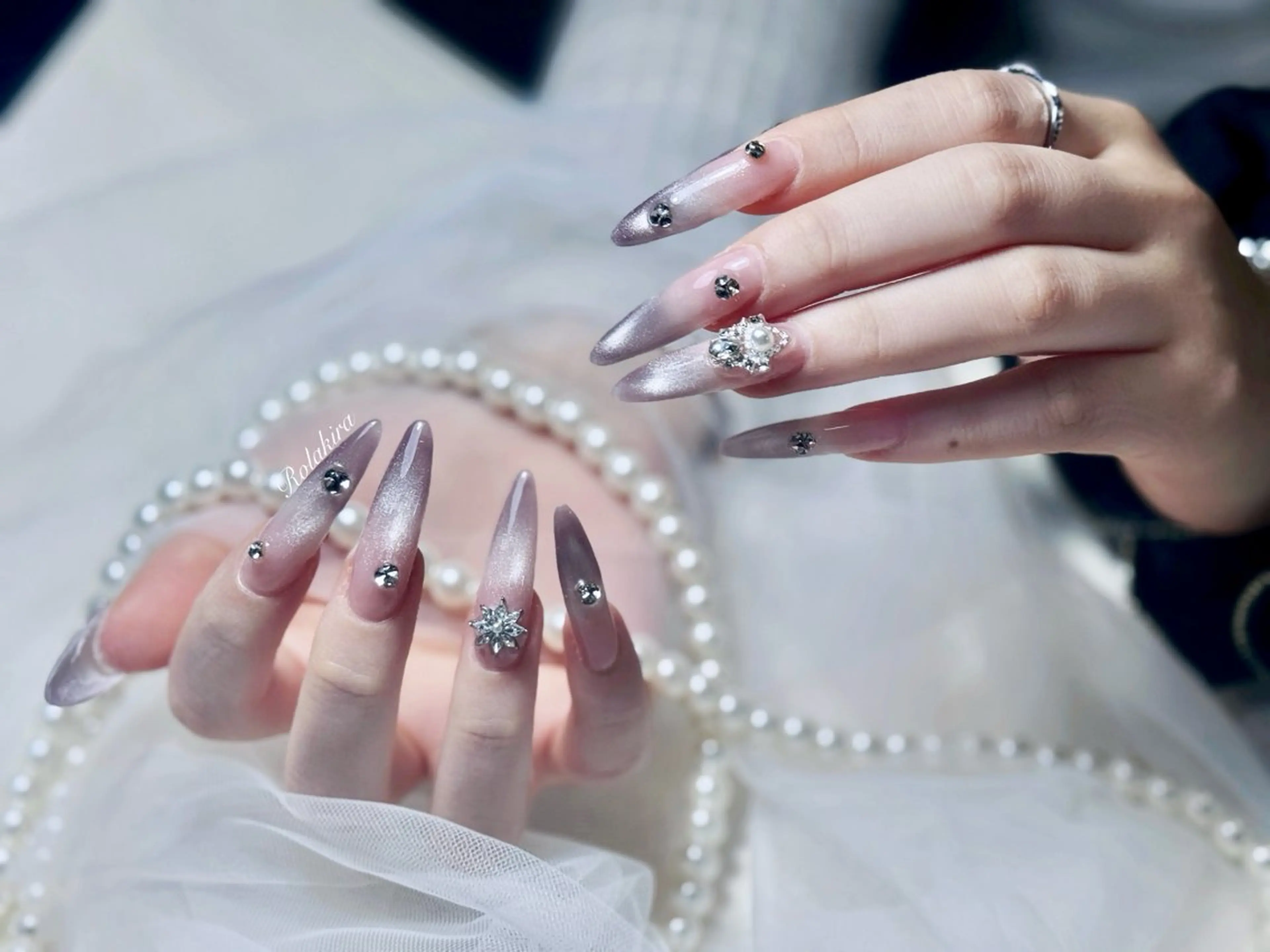 ネイル チークネイル 長さ出し フレンチネイル ジェルネイル 韓国ネイル ハンドネイル Rola kira nail salon所属・Rola kira 麗のネイルデザイン