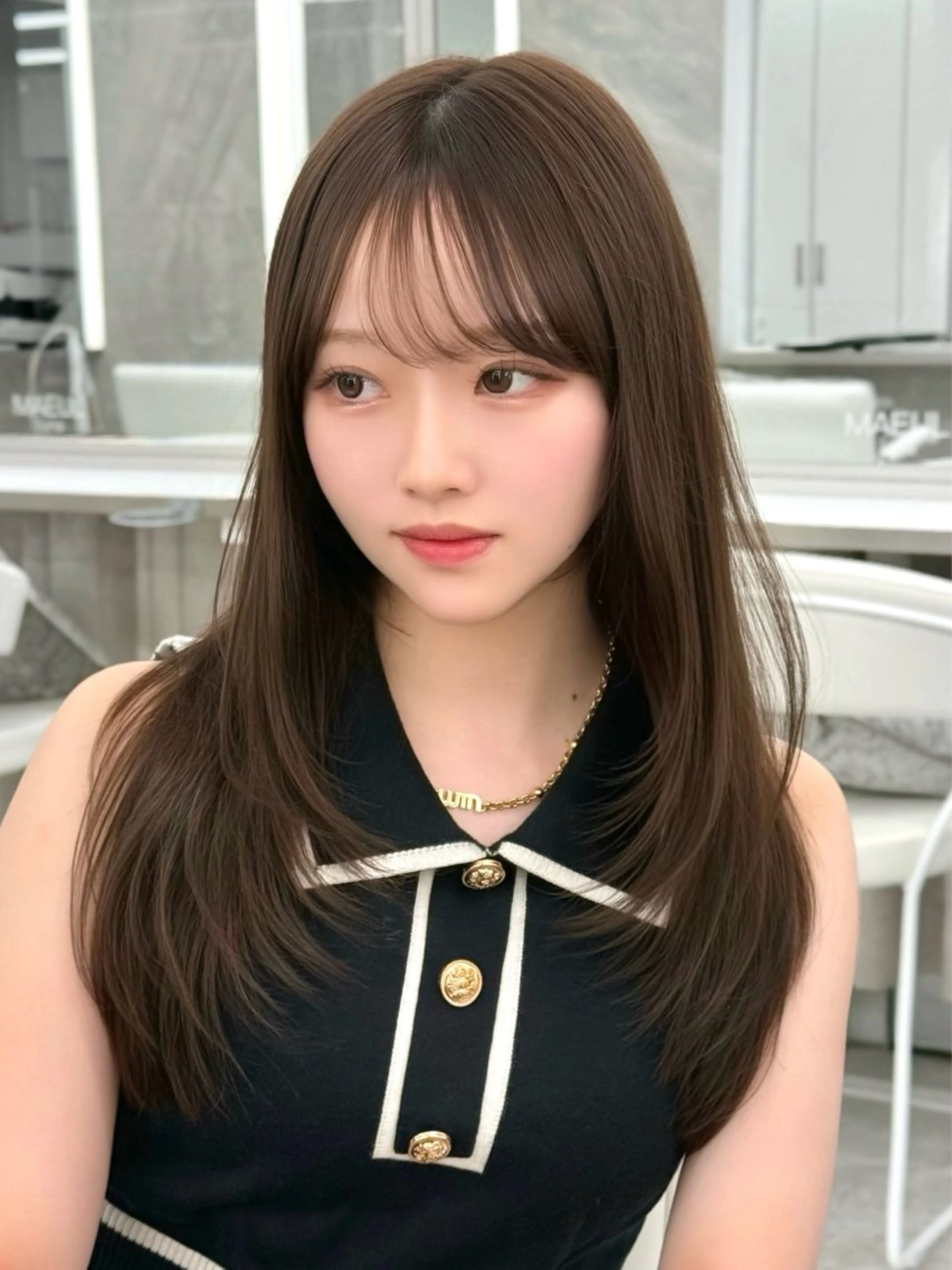 セミロング カラー カット ヘアカラー トリートメント MAEUL luna所属・前髪顔周り/レイヤー 韓国/桔川恒のヘアスタイル