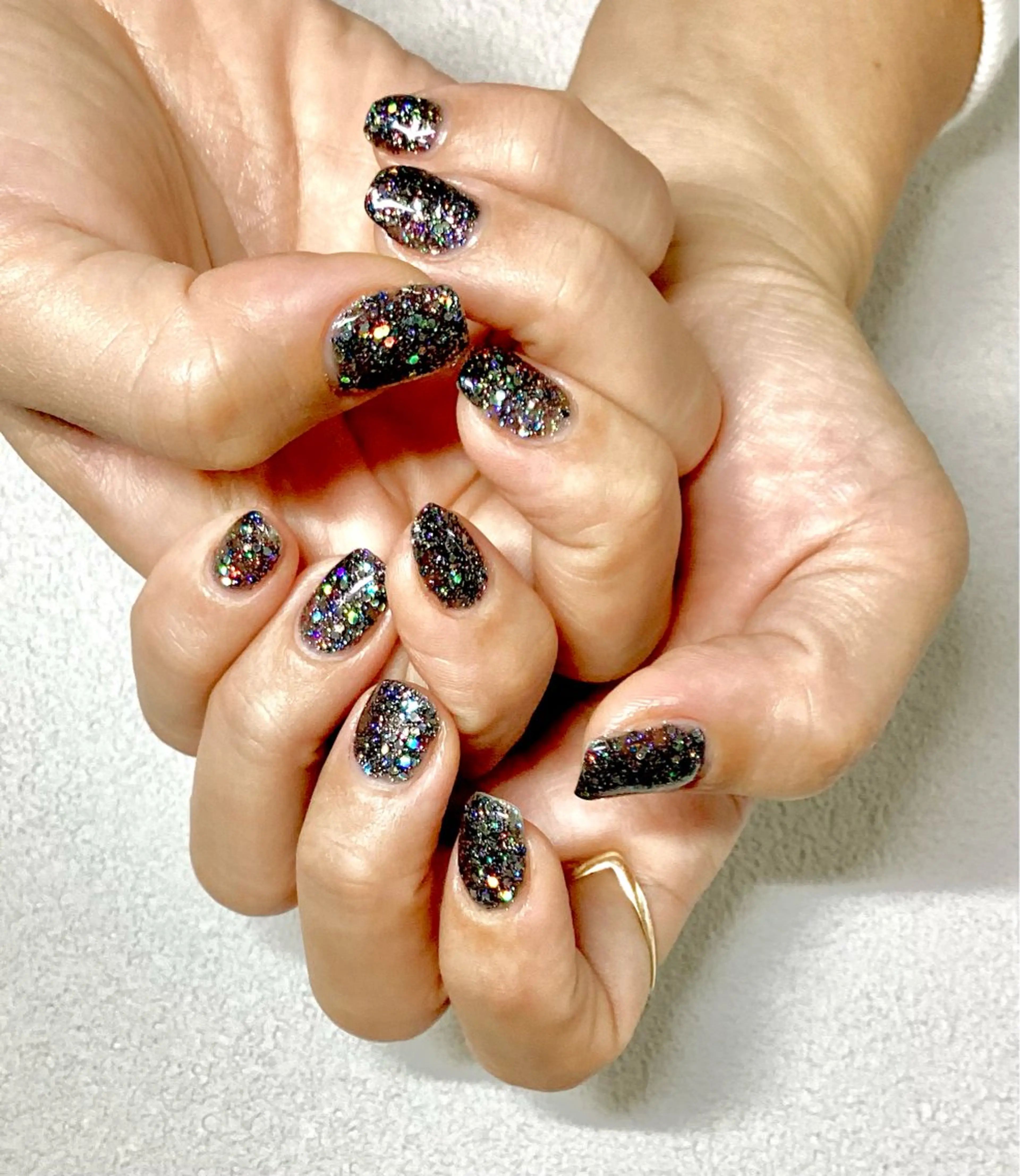 ネイル ラメ(グリッター) ワンカラーネイル 勝どきホワイトニング titti 旭花菜のネイルデザイン
