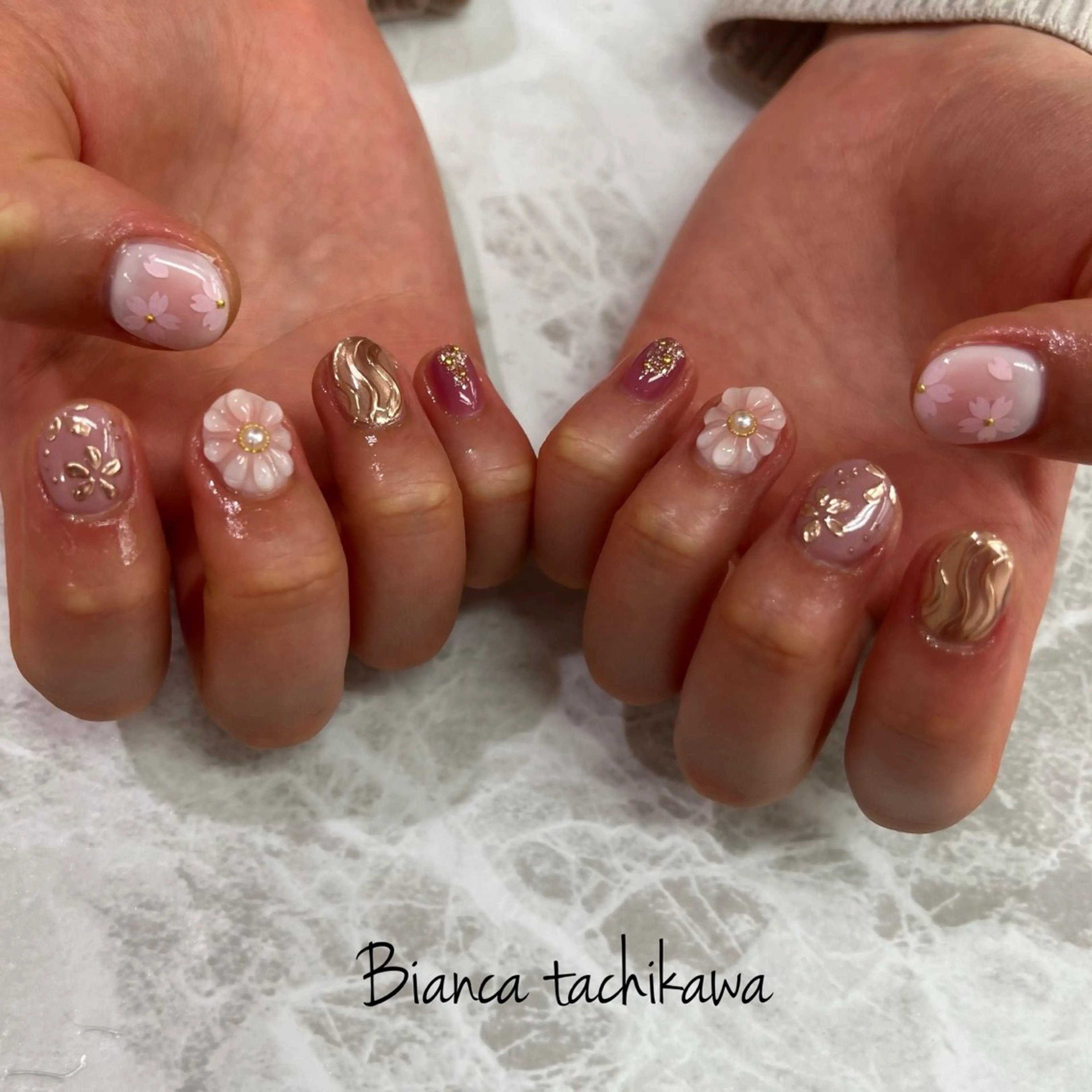 ネイル 卒業式 春ネイル ハンドネイル Bianca☁国分寺 🤍店長/黒木愛美のネイルデザイン