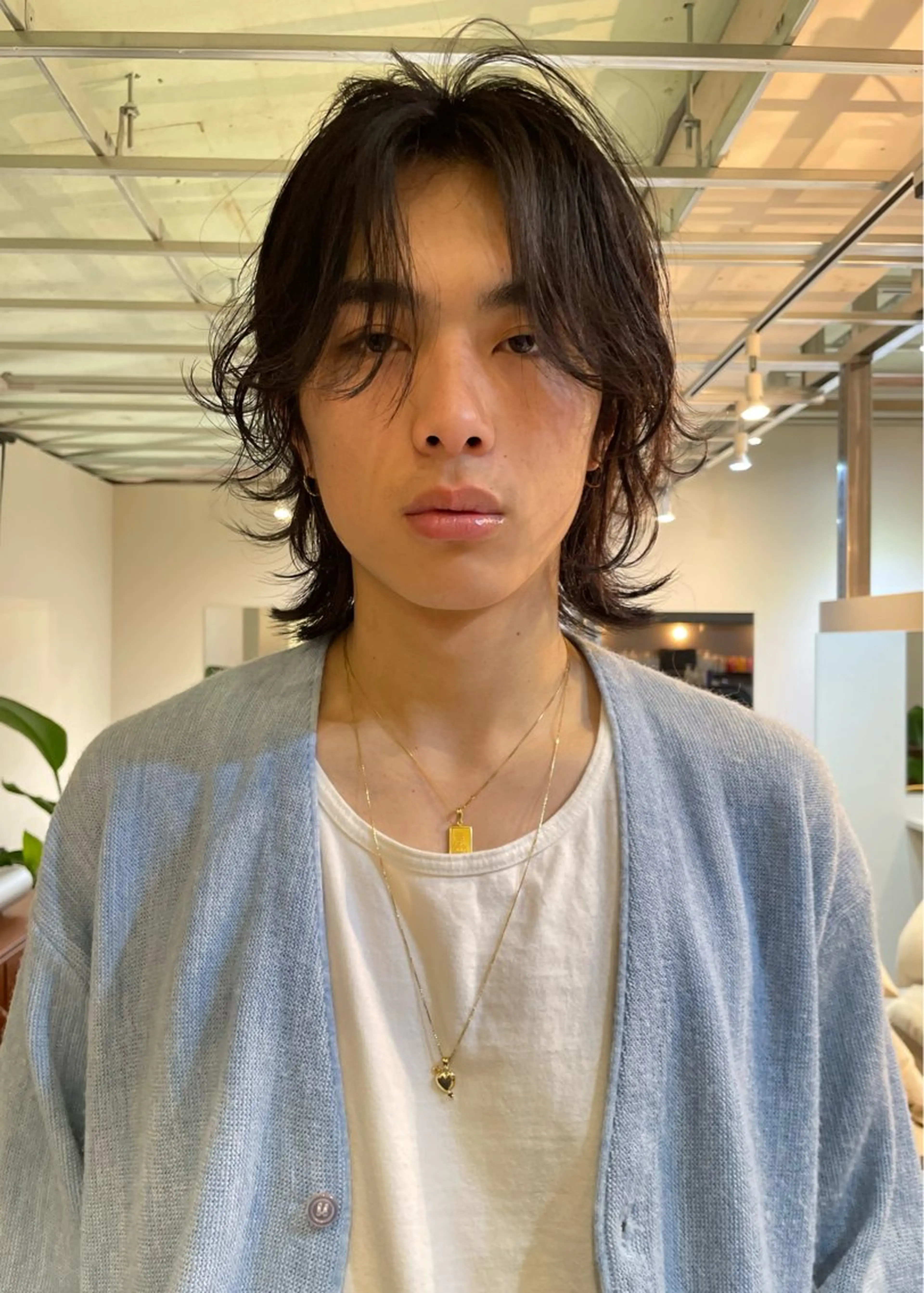 ミディアム カラー パーマ メンズ ショートボブ ミディアムパーマ メンズブリーチ メンズハイライト メンズインナーカラー CEINE【セーヌ】 三軒茶屋のヘアスタイル