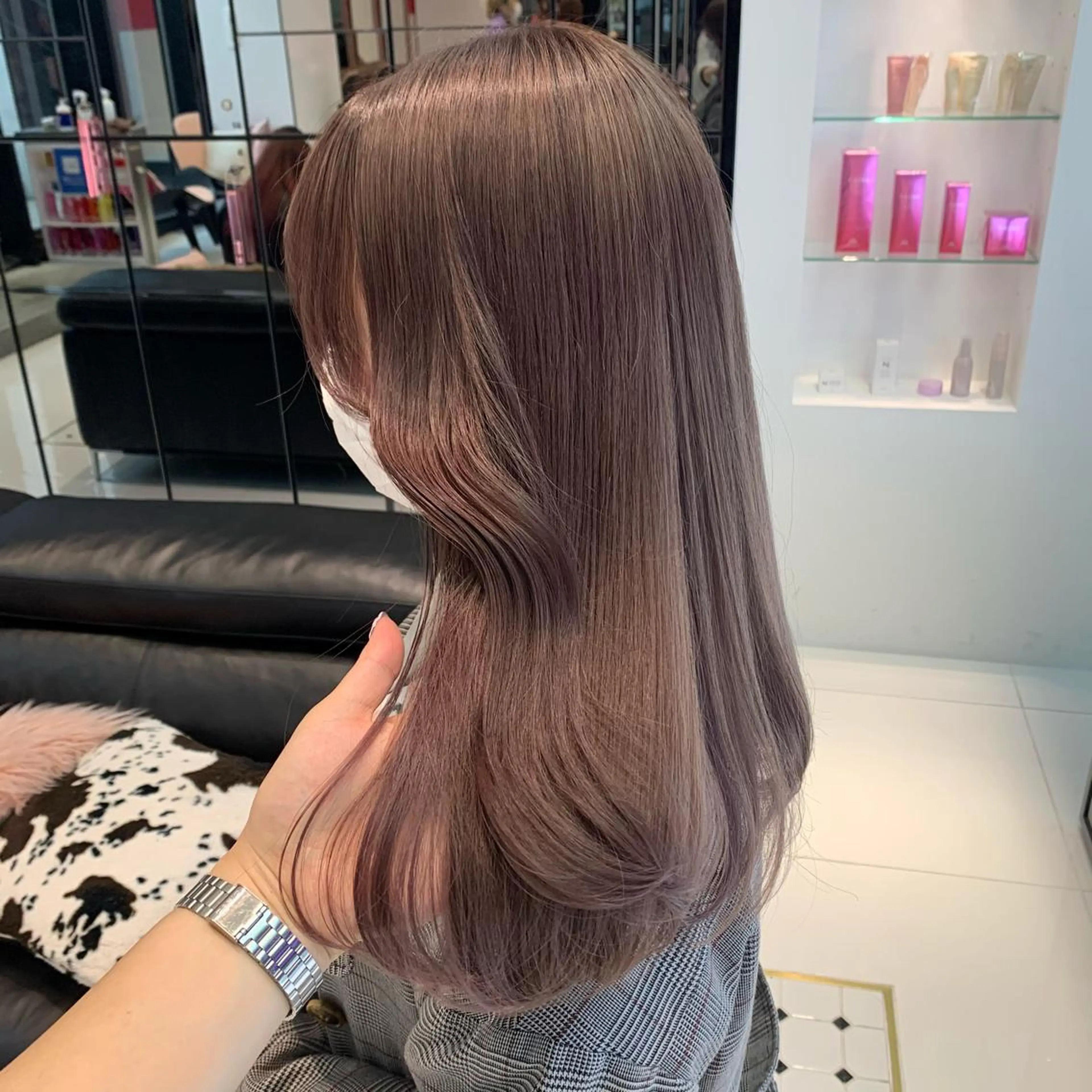 セミロング カラー ベージュカラー ピンクカラー ピンクベージュ ヘアカラー トリートメント ハッシュカット/ハイ トーン/MANAMIのヘアスタイル