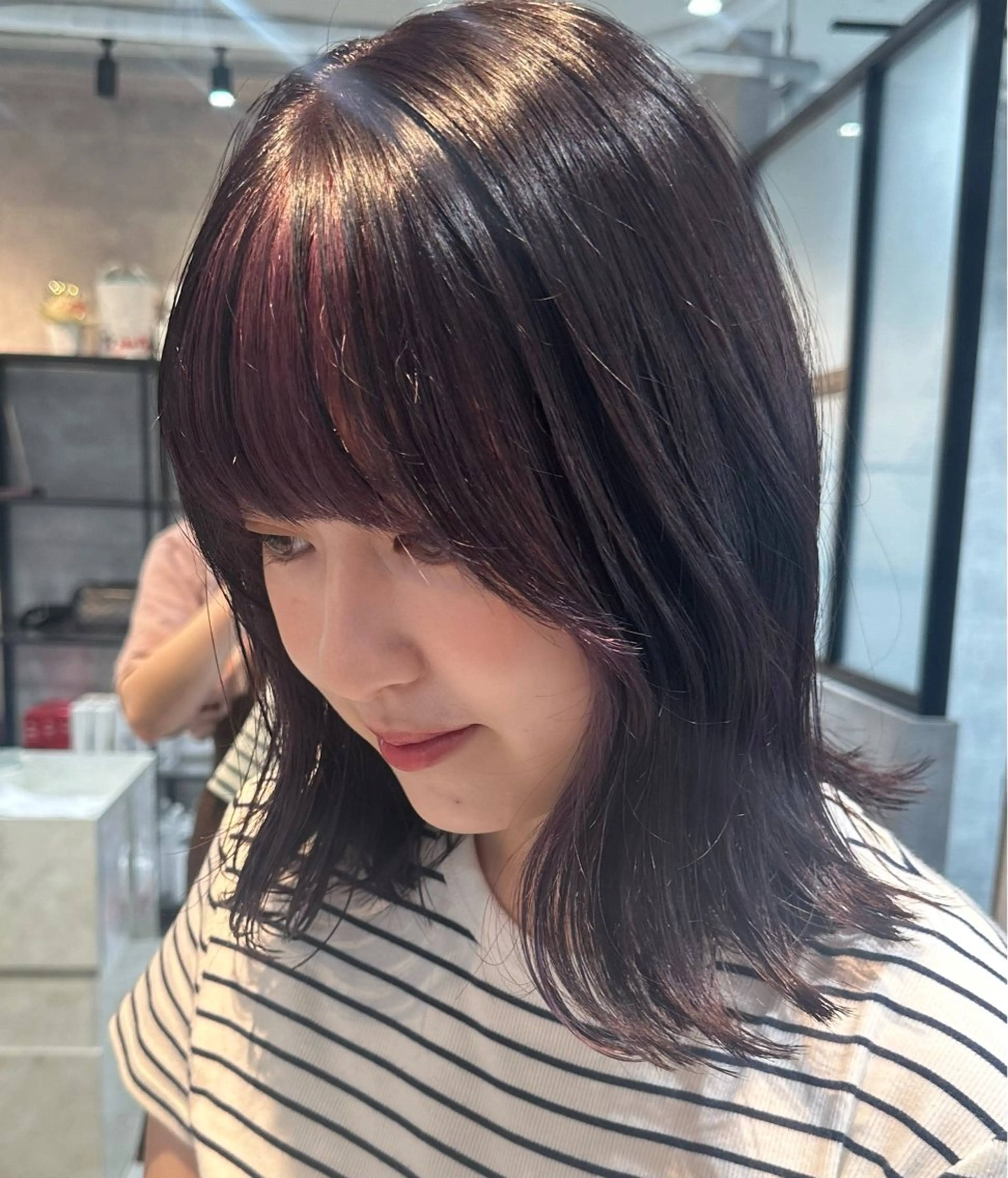 ミディアム カラー ミストバング ブリーチ ダブルカラー フェイスフレーミング インナーカラー カット ヘアカラー トリートメント L'wis所属・🪄🫧ハイトーン/ 乙津茜🐰L'wisのヘアスタイル