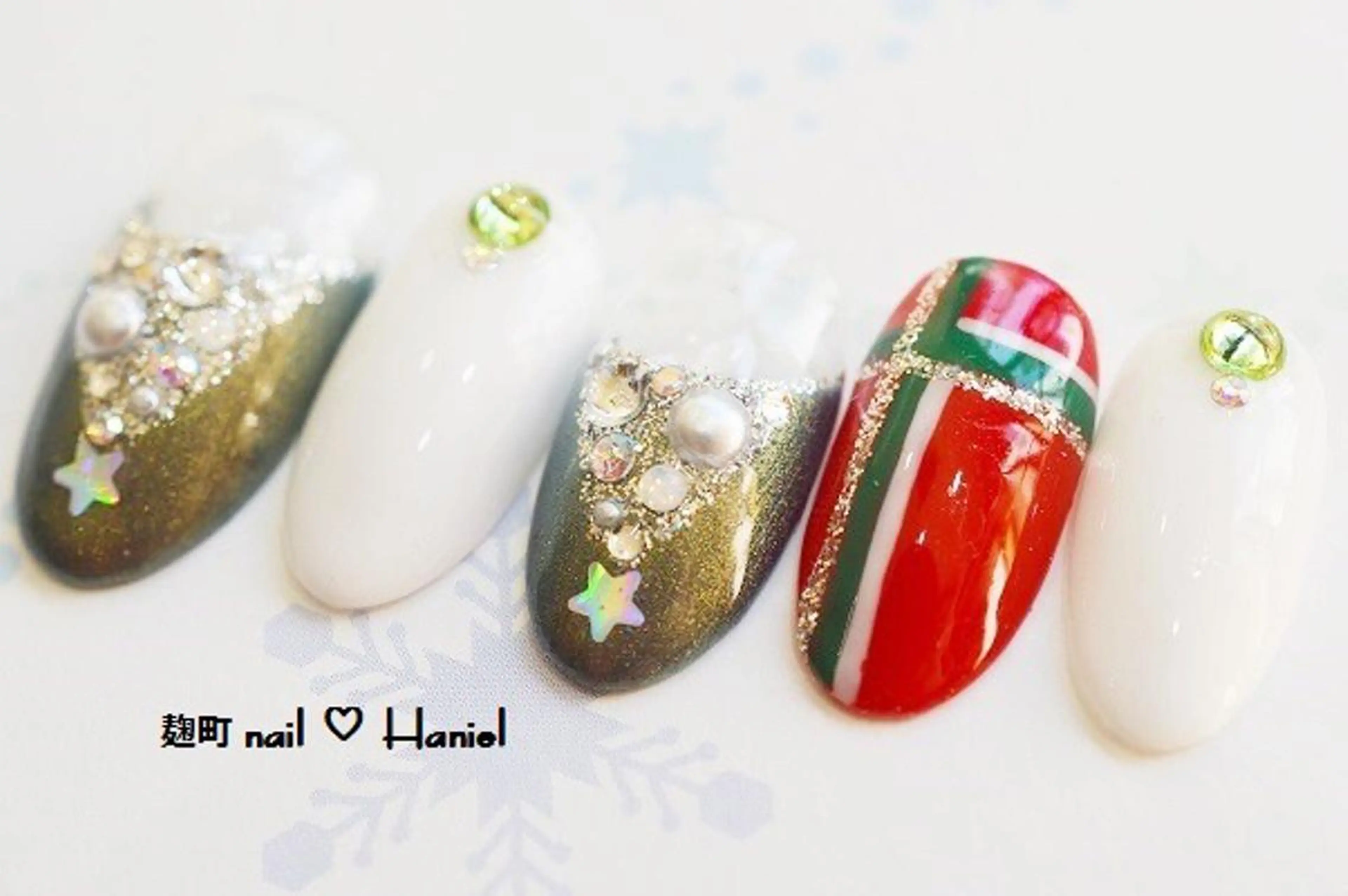 ネイル アートネイル ジェルネイル パラジェル 冬ネイル クリスマス nail Haniel所属・半蔵門サロンハニエル 魅神 ちよのネイルデザイン