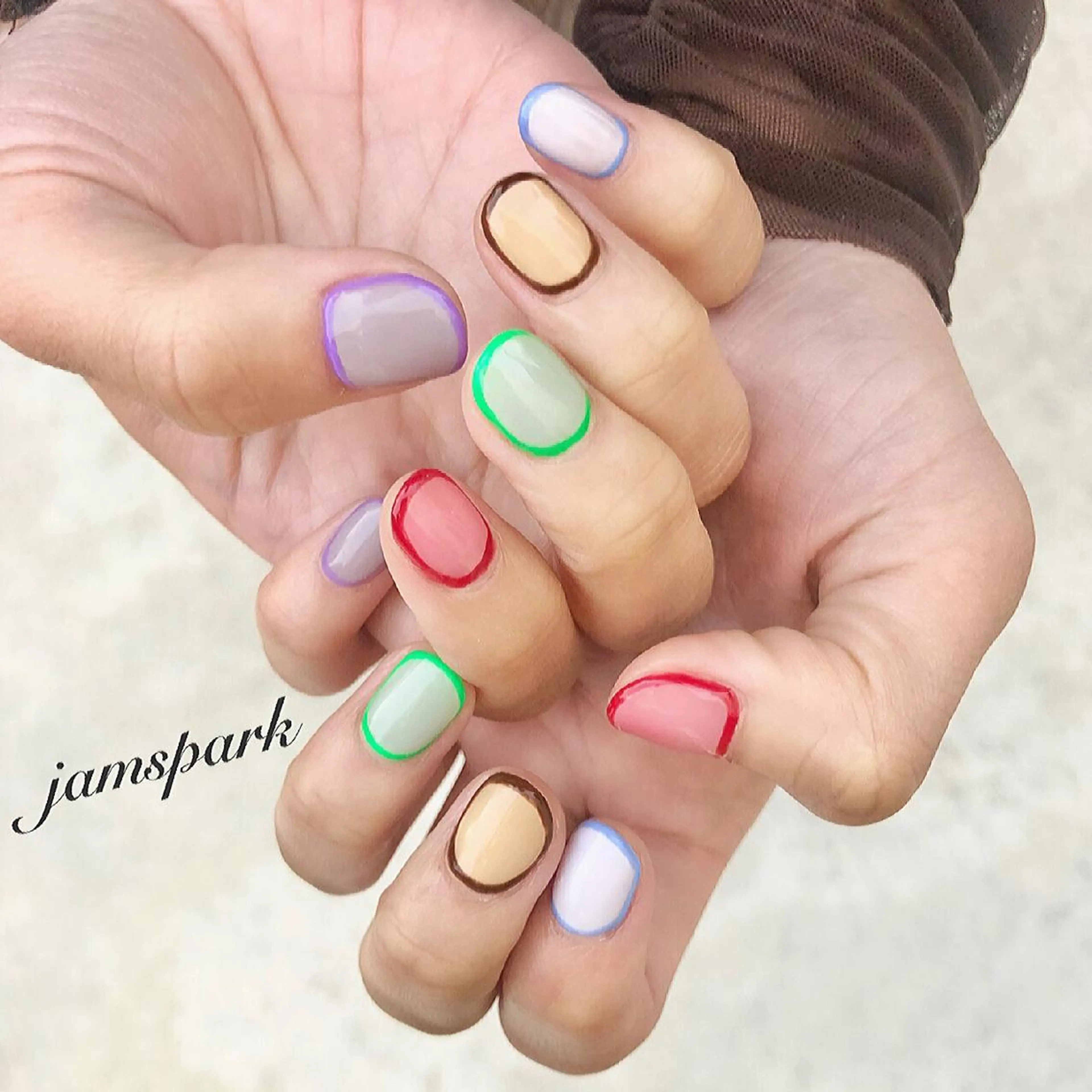 ネイル アートネイル フレンチネイル ショートネイル ハンドネイル jamspark ✨のネイルデザイン
