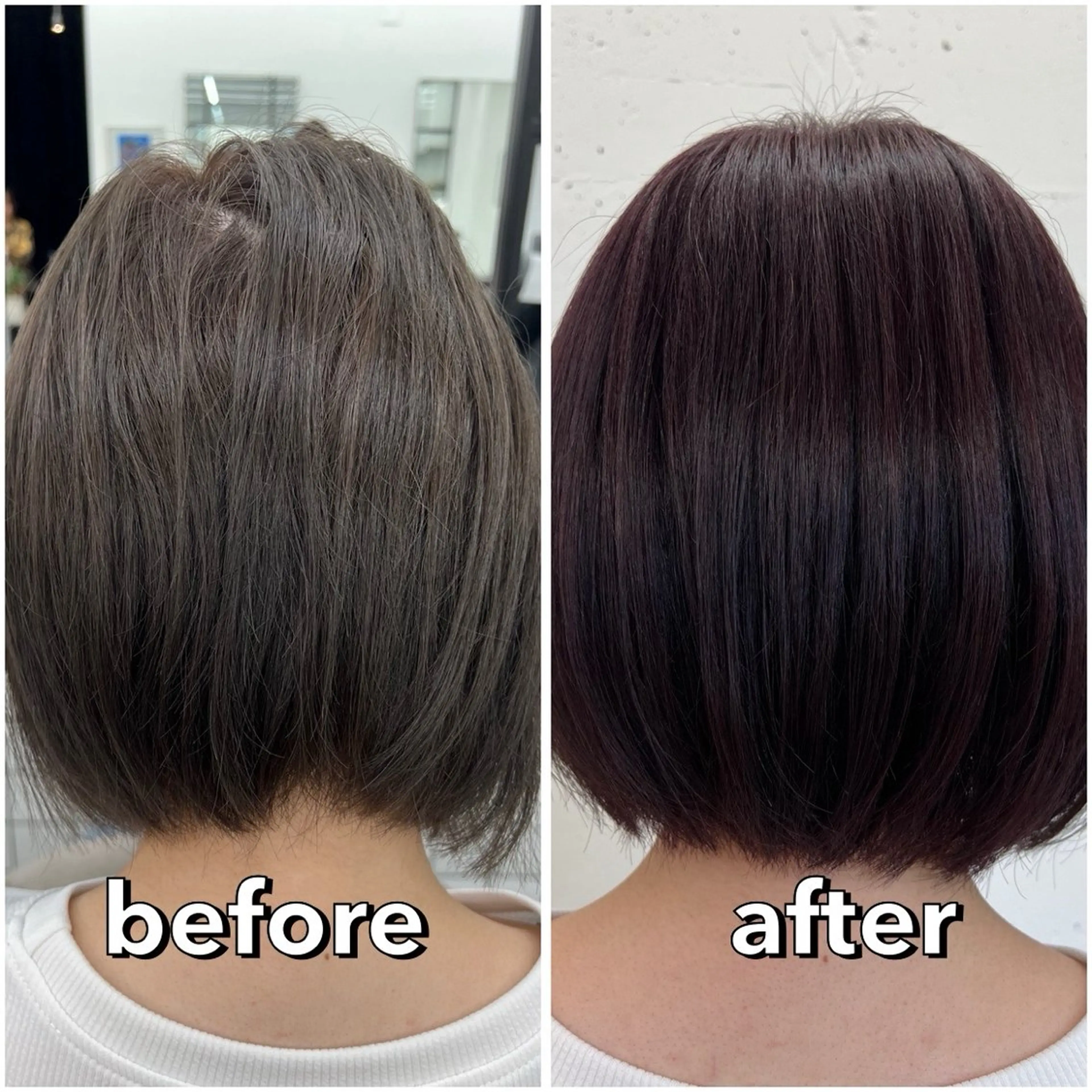 ミディアム カラー パープルカラー ボブ ヘアカラー トリートメント あすか JILLSTUDIOのヘアスタイル