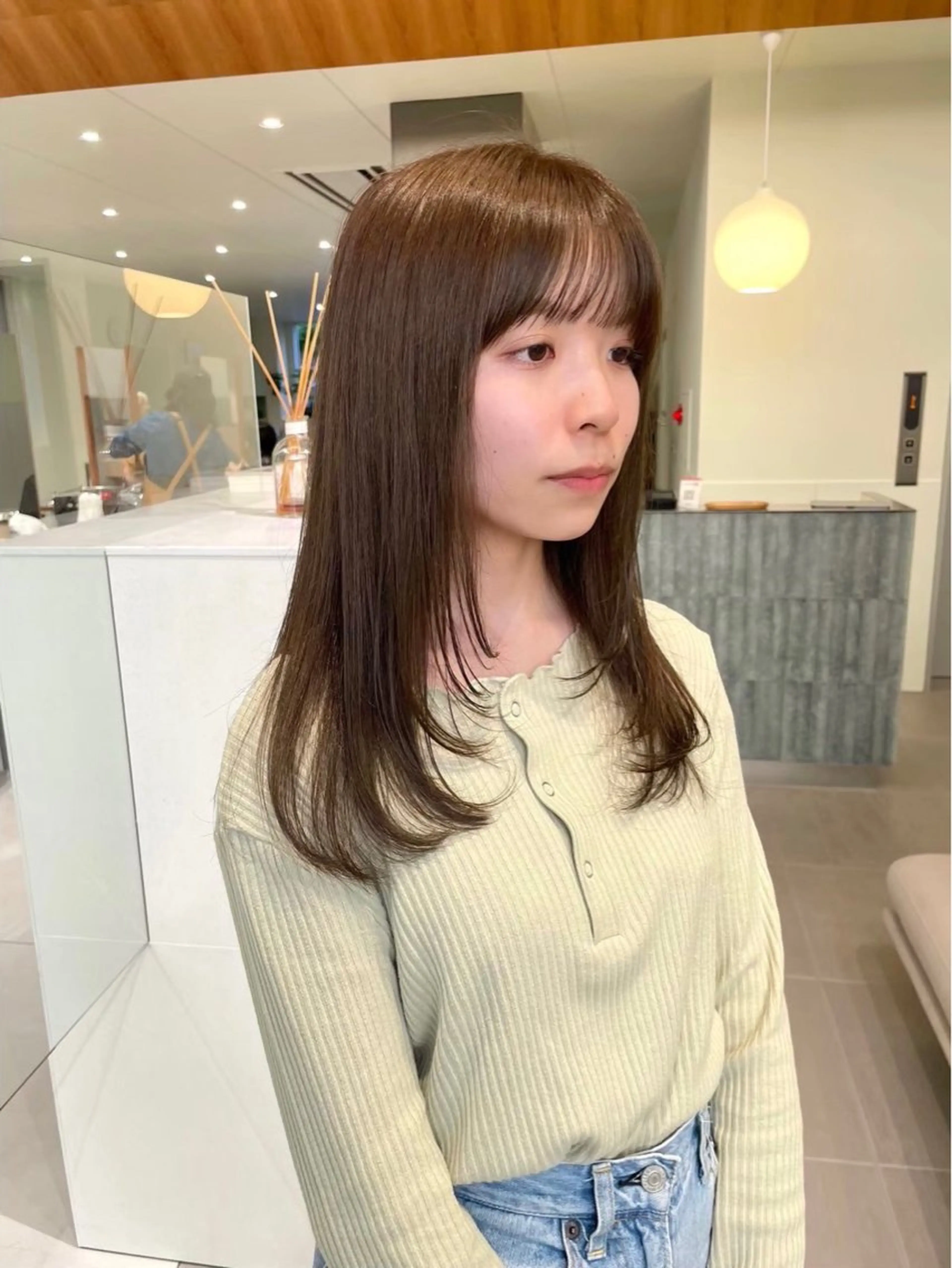 ロング カラー 顔周りカット レイヤーカット ハイトーン大好き 美容師🕊️aiのヘアスタイル