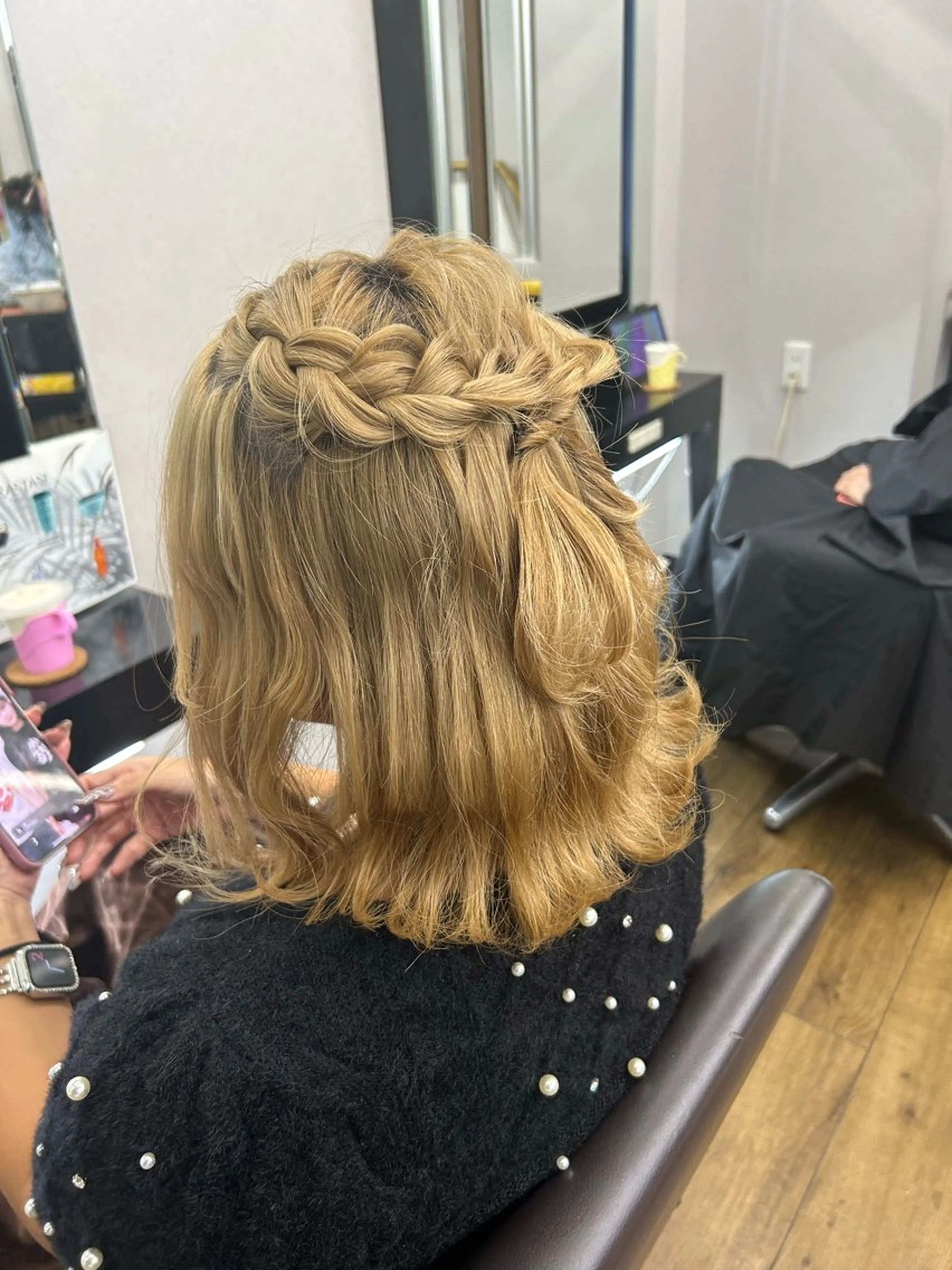 ショート ヘアアレンジ シールエクステ ボブ エクステ ハイライト レイヤーカット alpha. カラーエクステ下妻のヘアスタイル