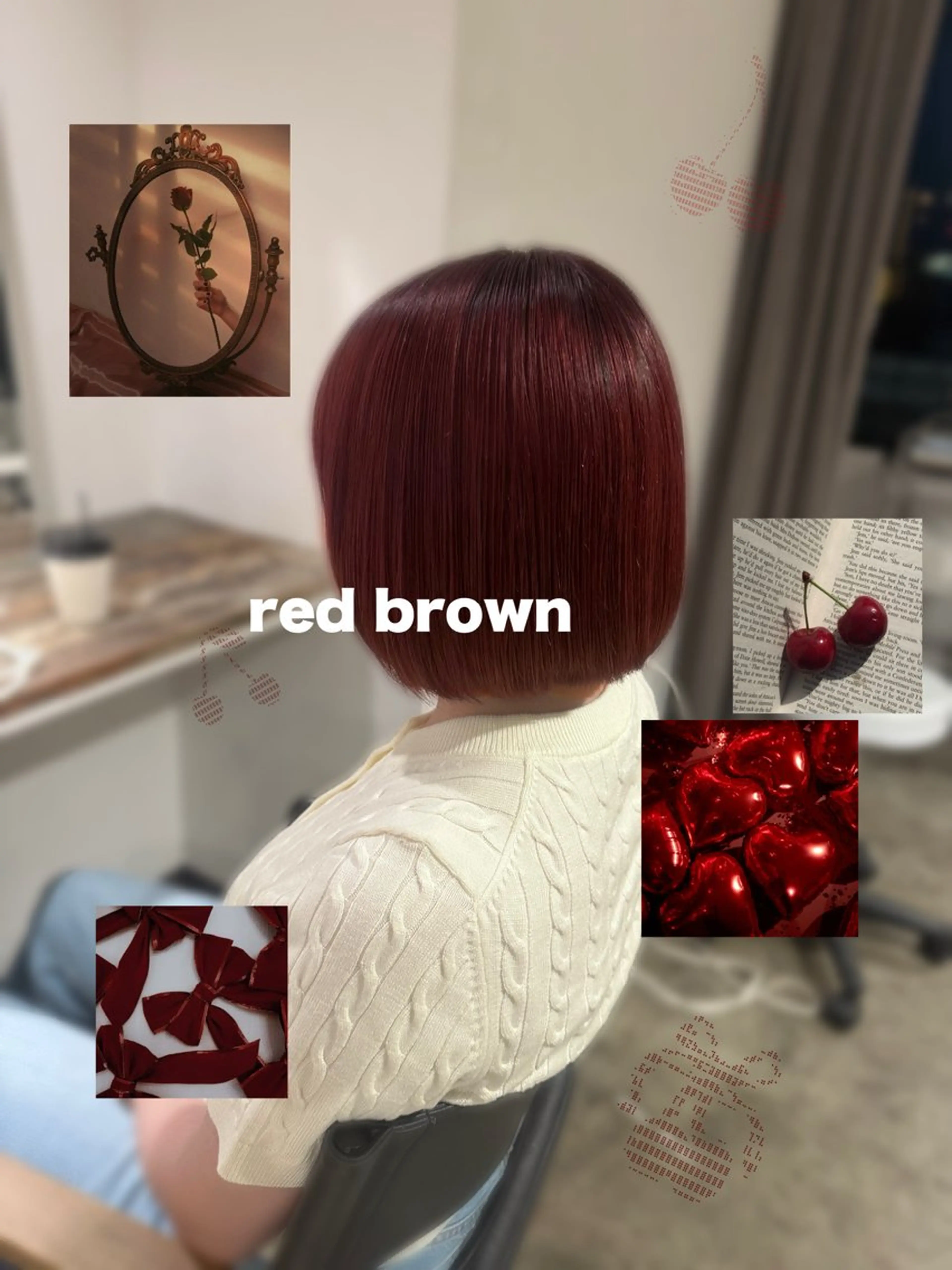 ミディアム カラー ブリーチ ボルドーカラー ブラウンカラー ダブルカラー ブリーチなしカラー ヘアカラー トリートメント 🫟艶カラー/ ブリーチ /みき🫟のヘアスタイル