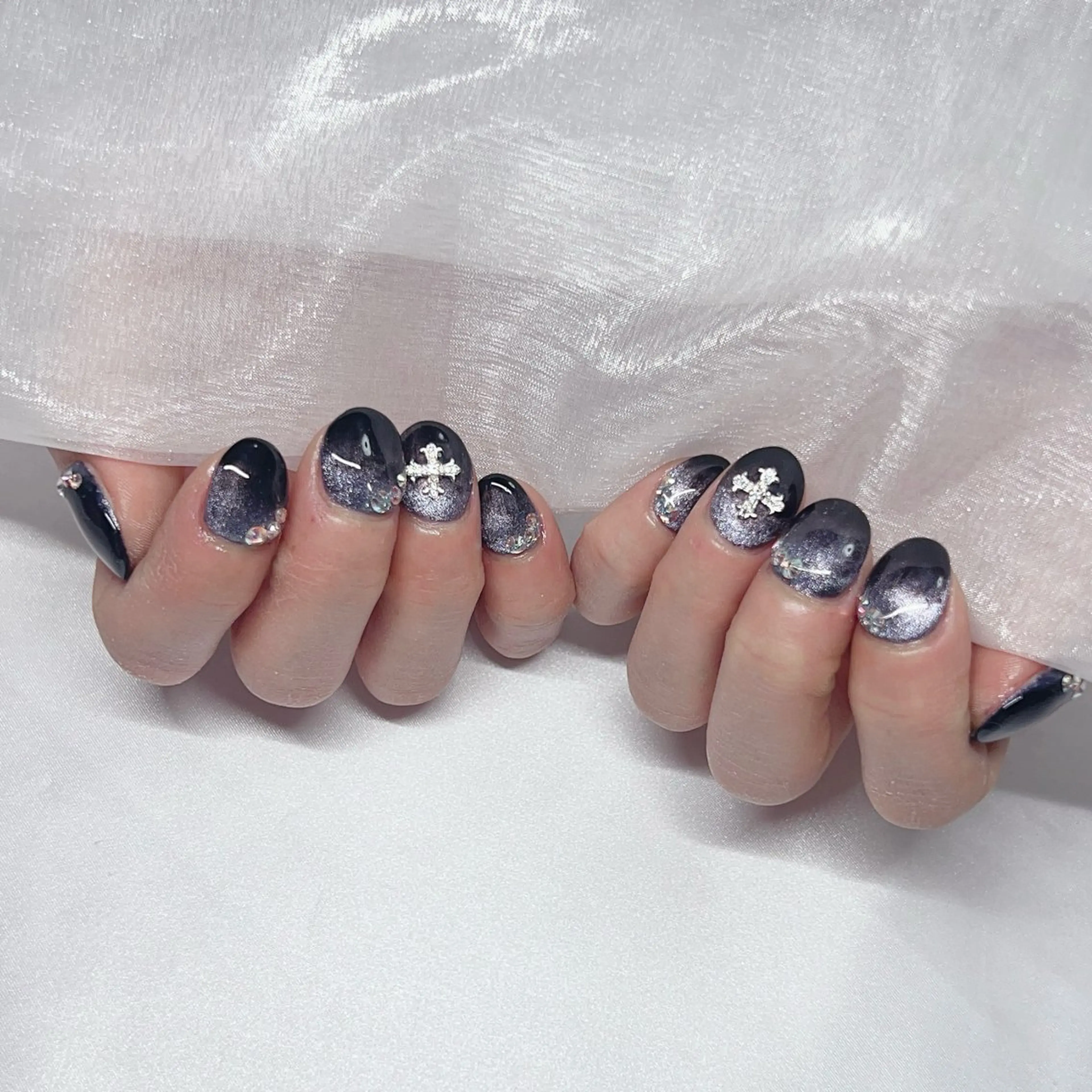 ネイル ジェルネイル 韓国ネイル ラメ(グリッター) マグネットネイル ミラーネイル ハンドネイル -nail salon-Reward所属・nail salon Rewardのネイルデザイン