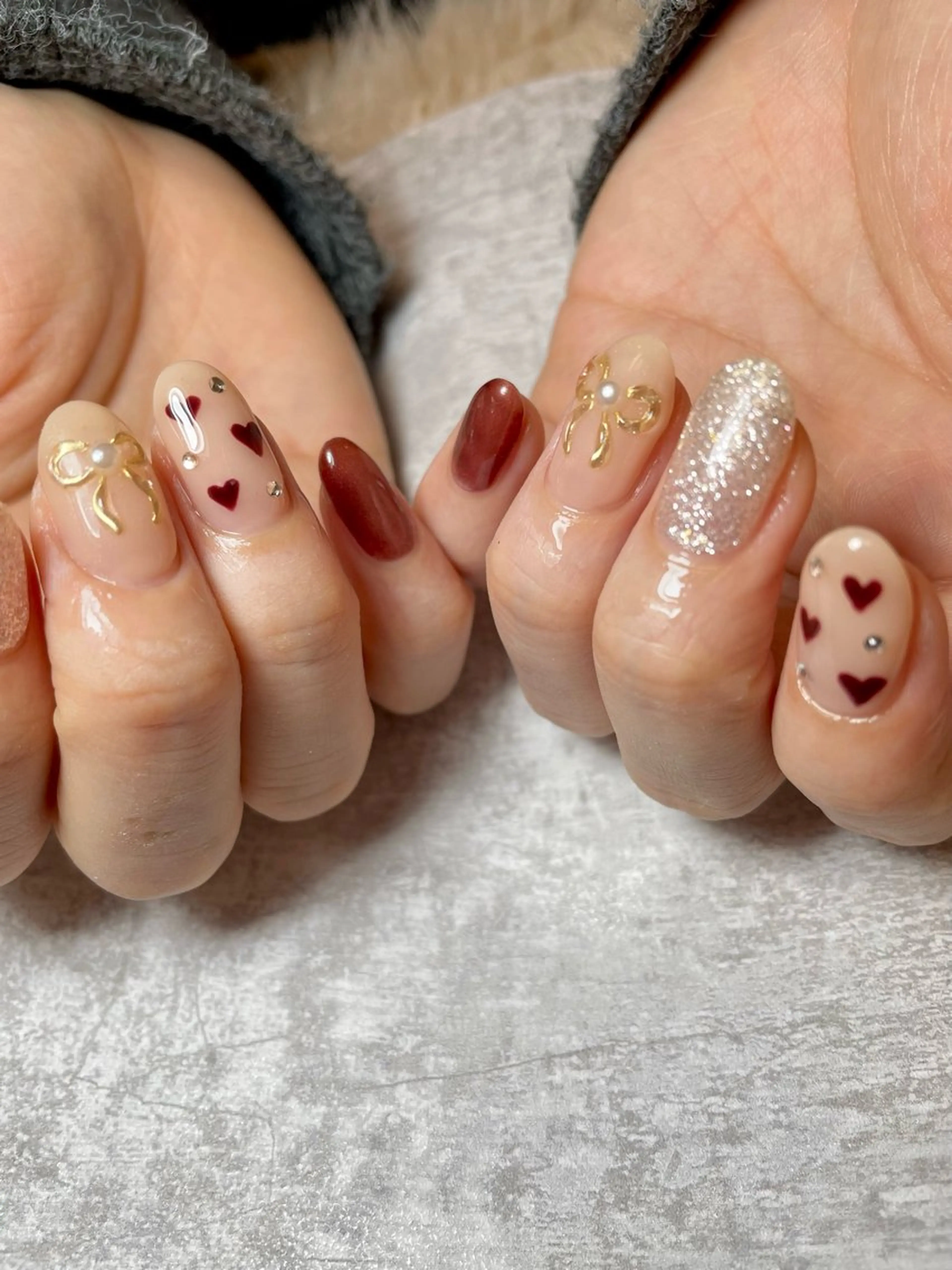 ネイル ハート 持ち込み リボン BEAUTY GARDEN nail &Eyelash所属・nana .のネイルデザイン