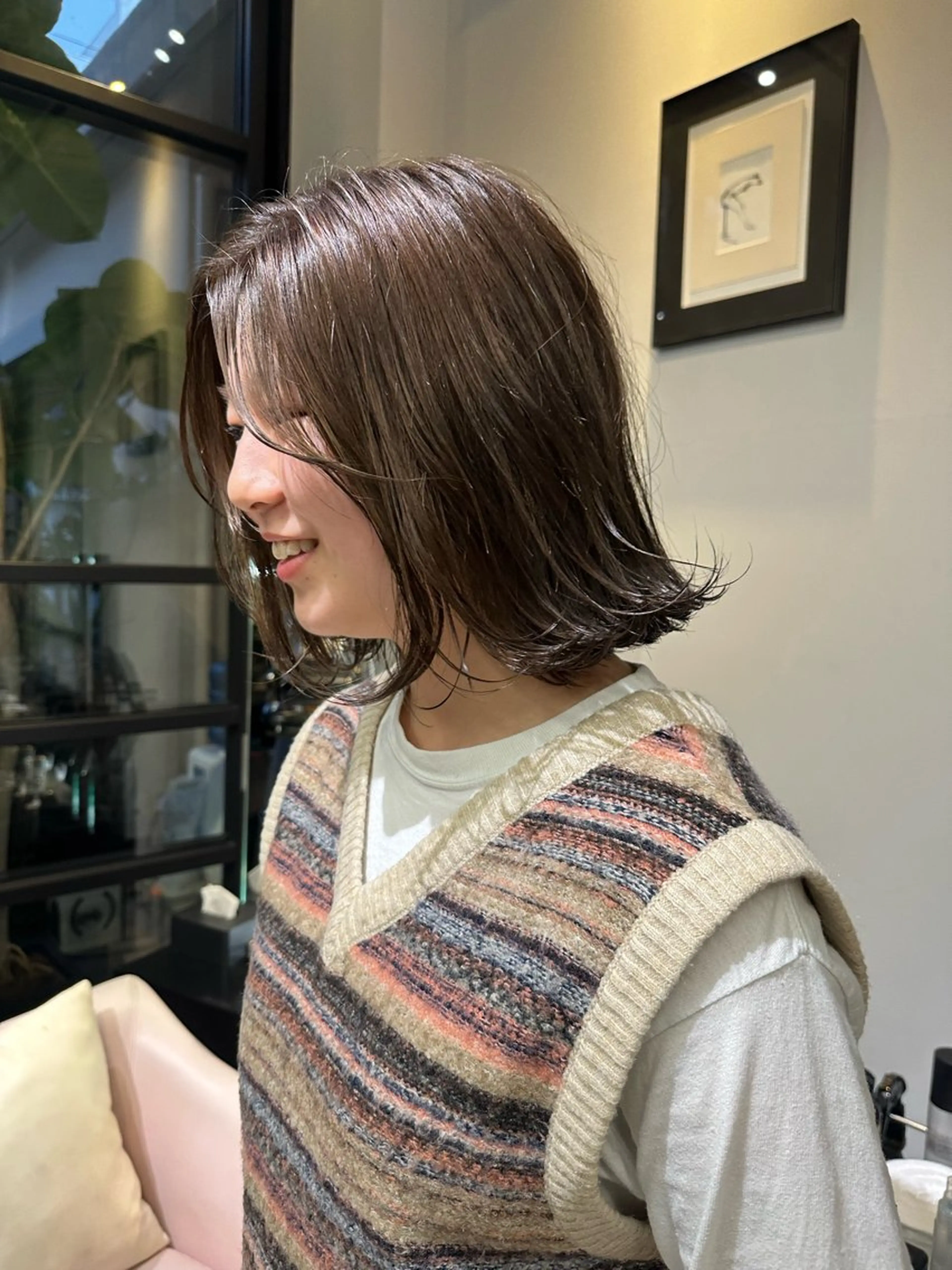 ミディアム カラー sho メンズカット　パーマのヘアスタイル