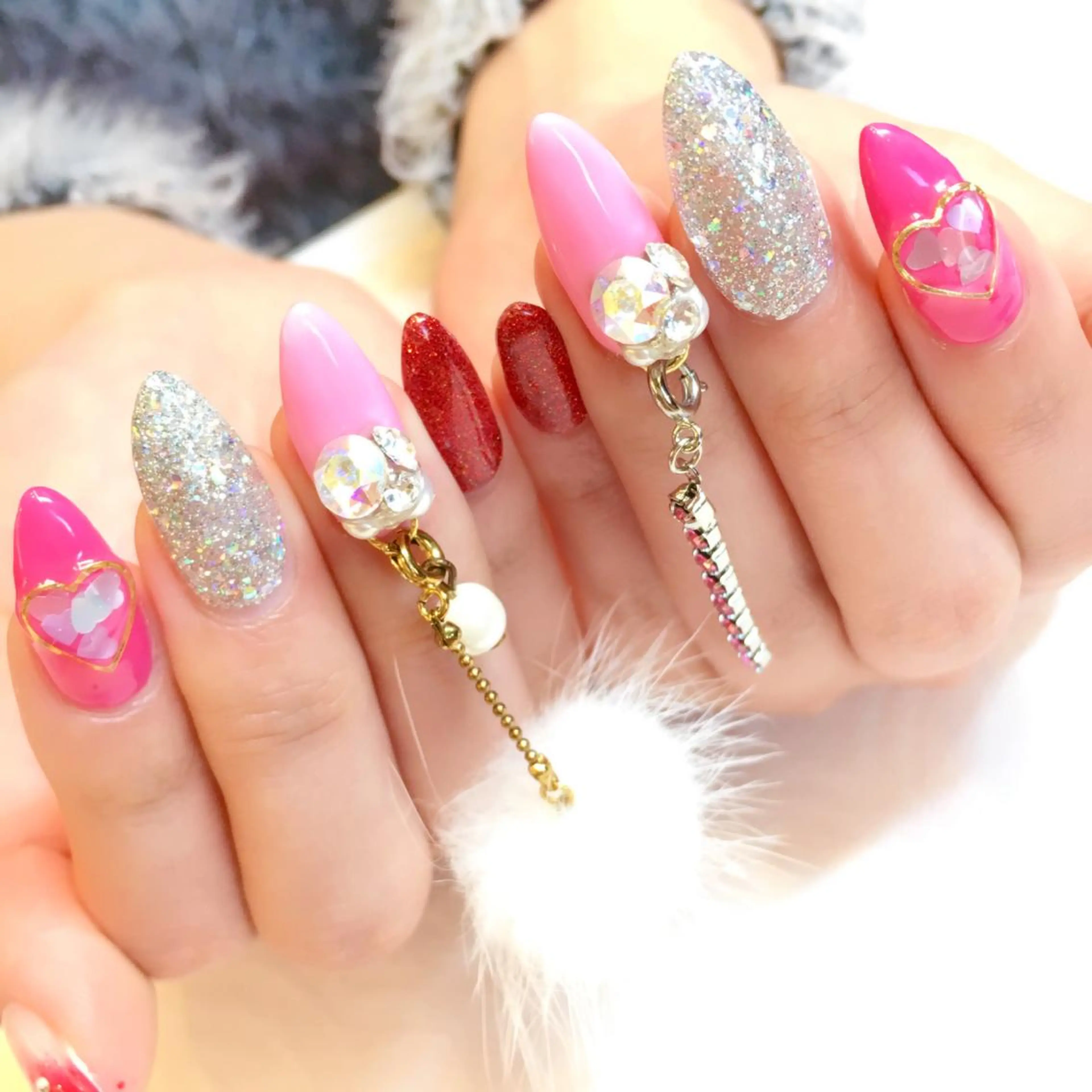ネイル フットネイル ジェルネイル ミラーネイル パラジェル 春ネイル clover nailのネイルデザイン