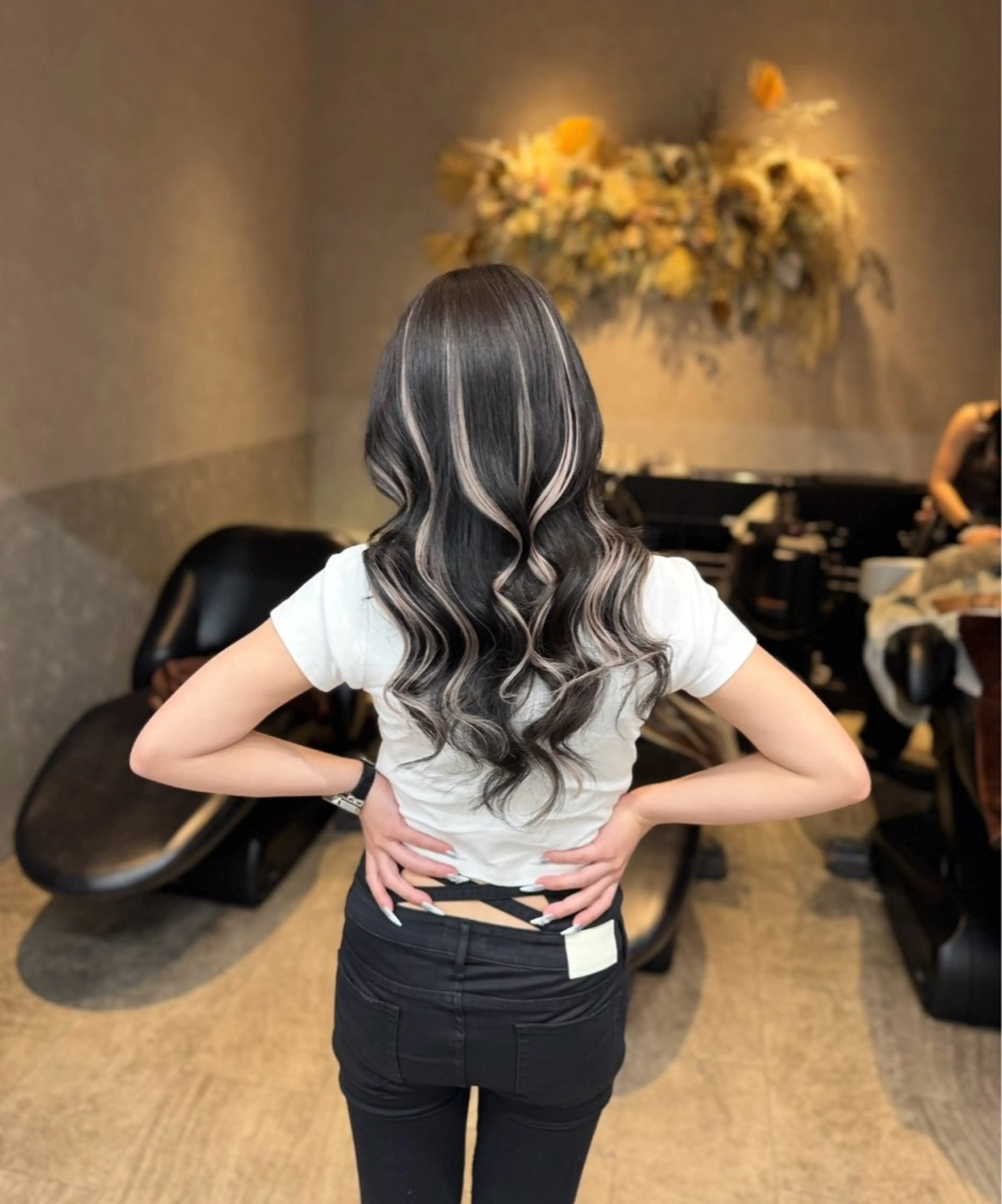 ロング 縮毛矯正 ヘアカラー 璃 音のヘアスタイル