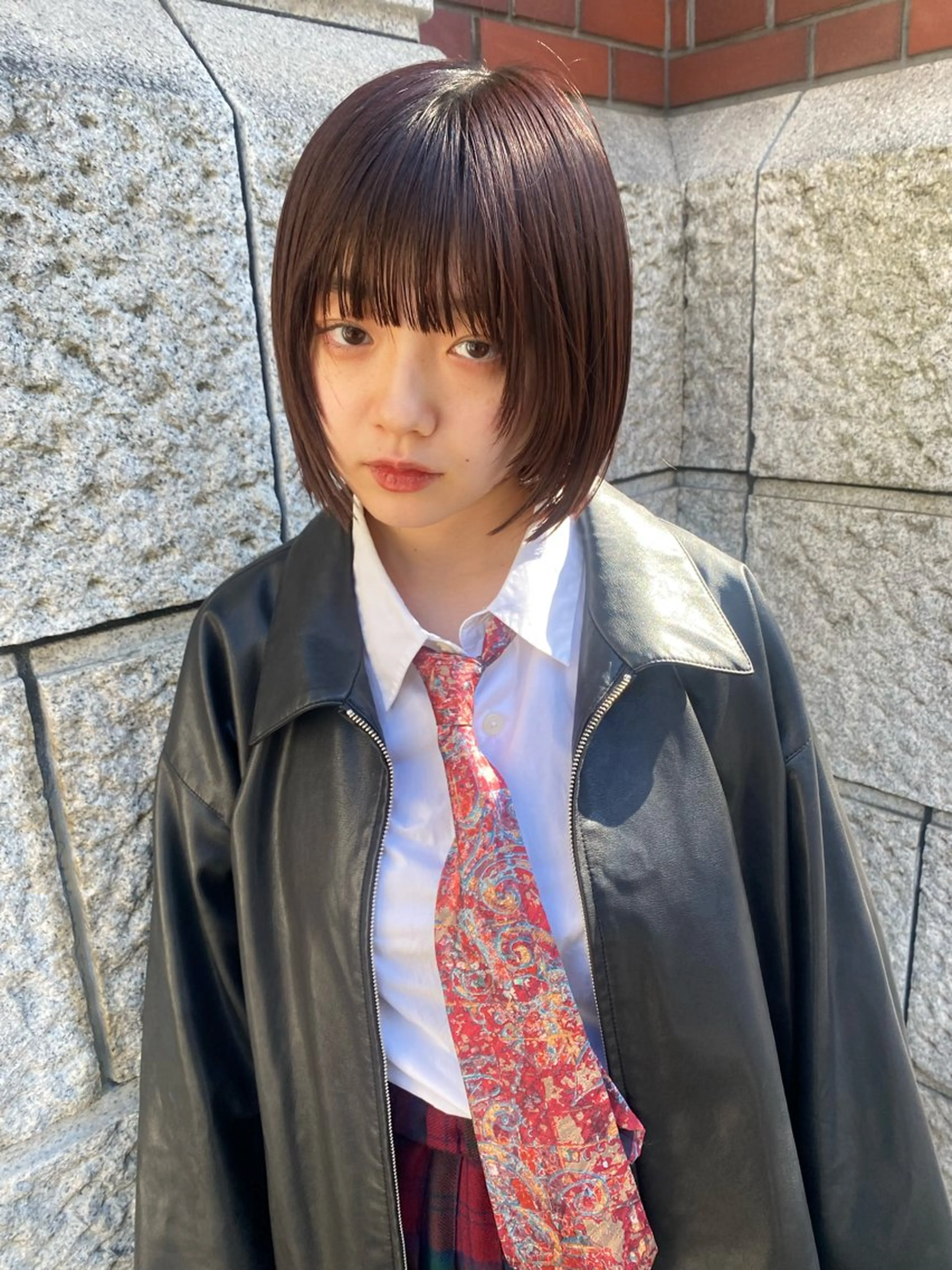ショート レッドブラウン ボブ 無料カットモデル /河内温太のヘアスタイル