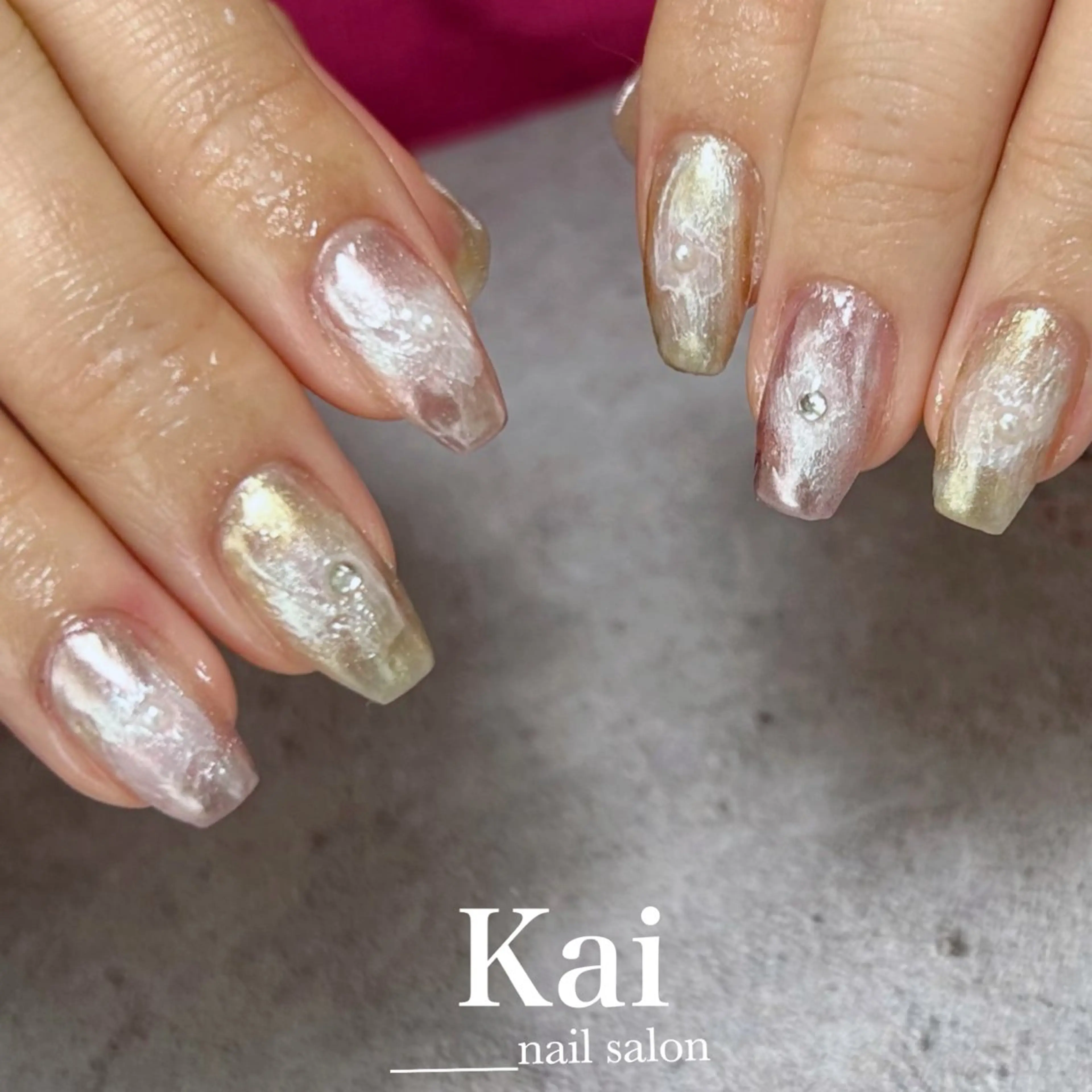 ネイル 成人式 グラデーション キラキラネイル ミラーネイル ニュアンスネイル ハンドネイル Kai  nail Mayukoのネイルデザイン