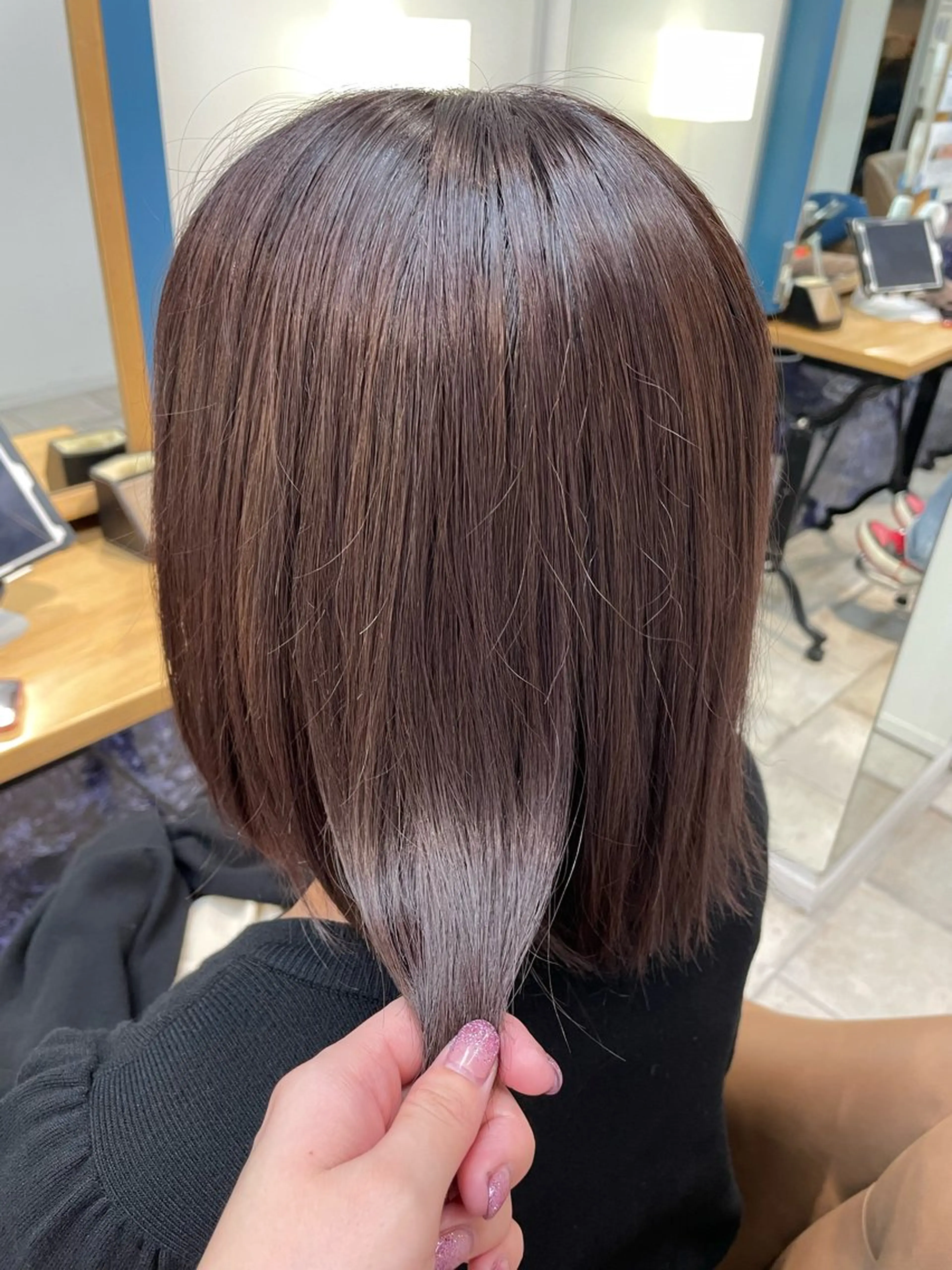 ミディアム カラー ブリーチ グレージュ ラベンダーカラー ラベンダーグレージュ ラベンダーグレー ヘアカラー トリートメント 🍒新家 さくら🍒のヘアスタイル
