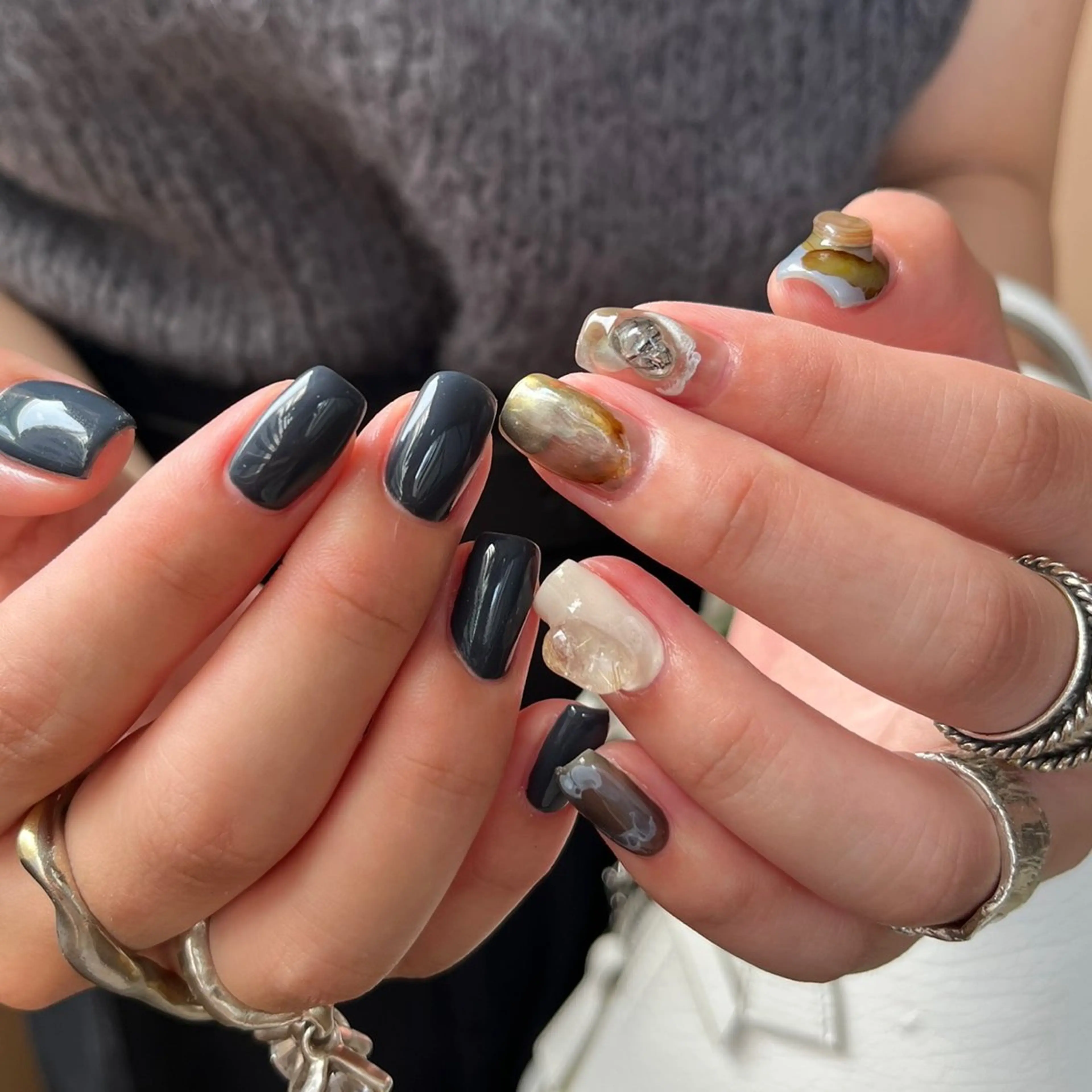 ネイル グリーン 持ち込み ハンドネイル nail salon O (en)所属・vegh. nail／阿波座のネイルデザイン