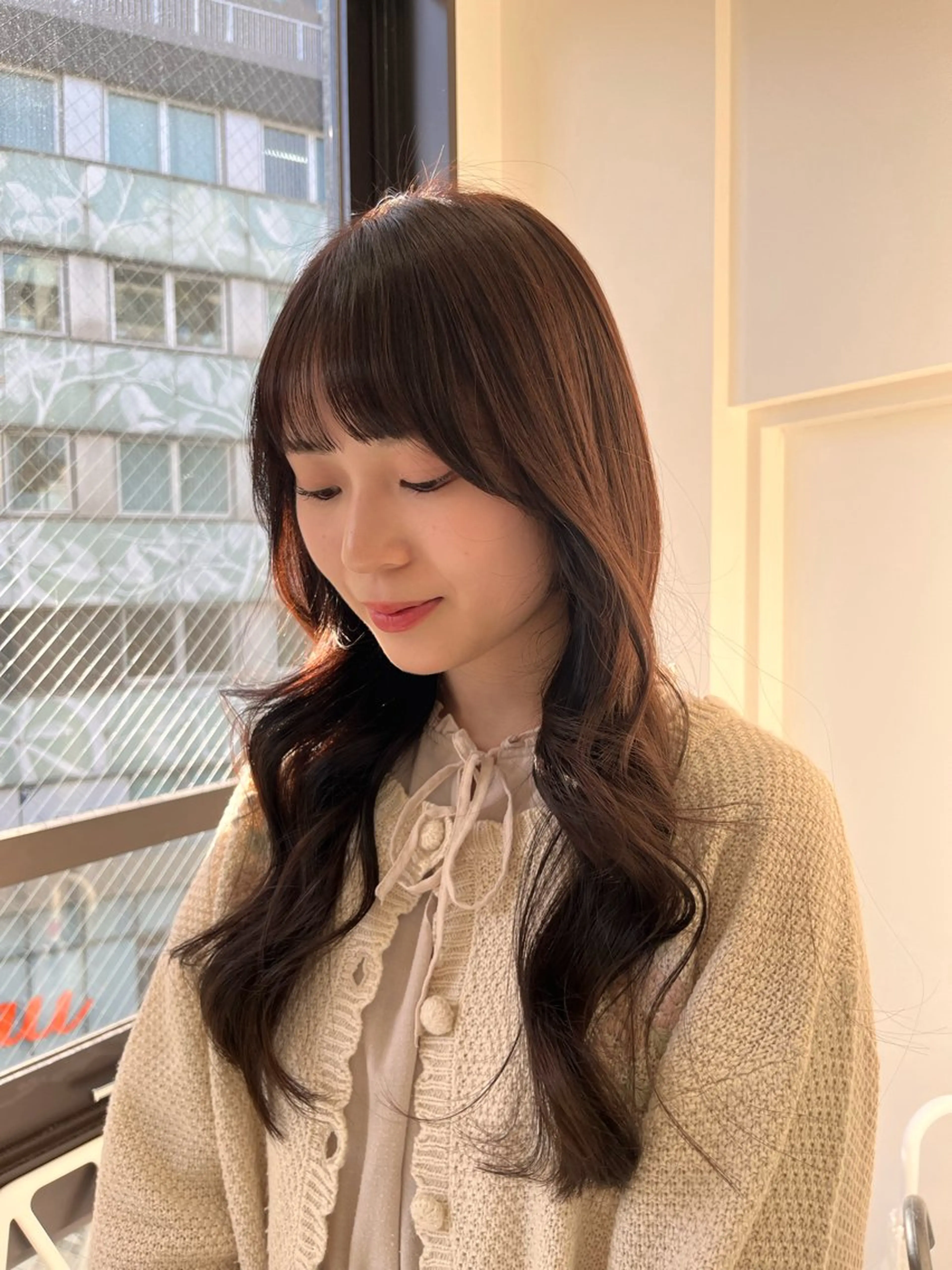 ロング ヘアカラー トリートメント ヘッドスパ ♡ナチュラルガーリー ♡ベージュ♡RINAのヘアスタイル