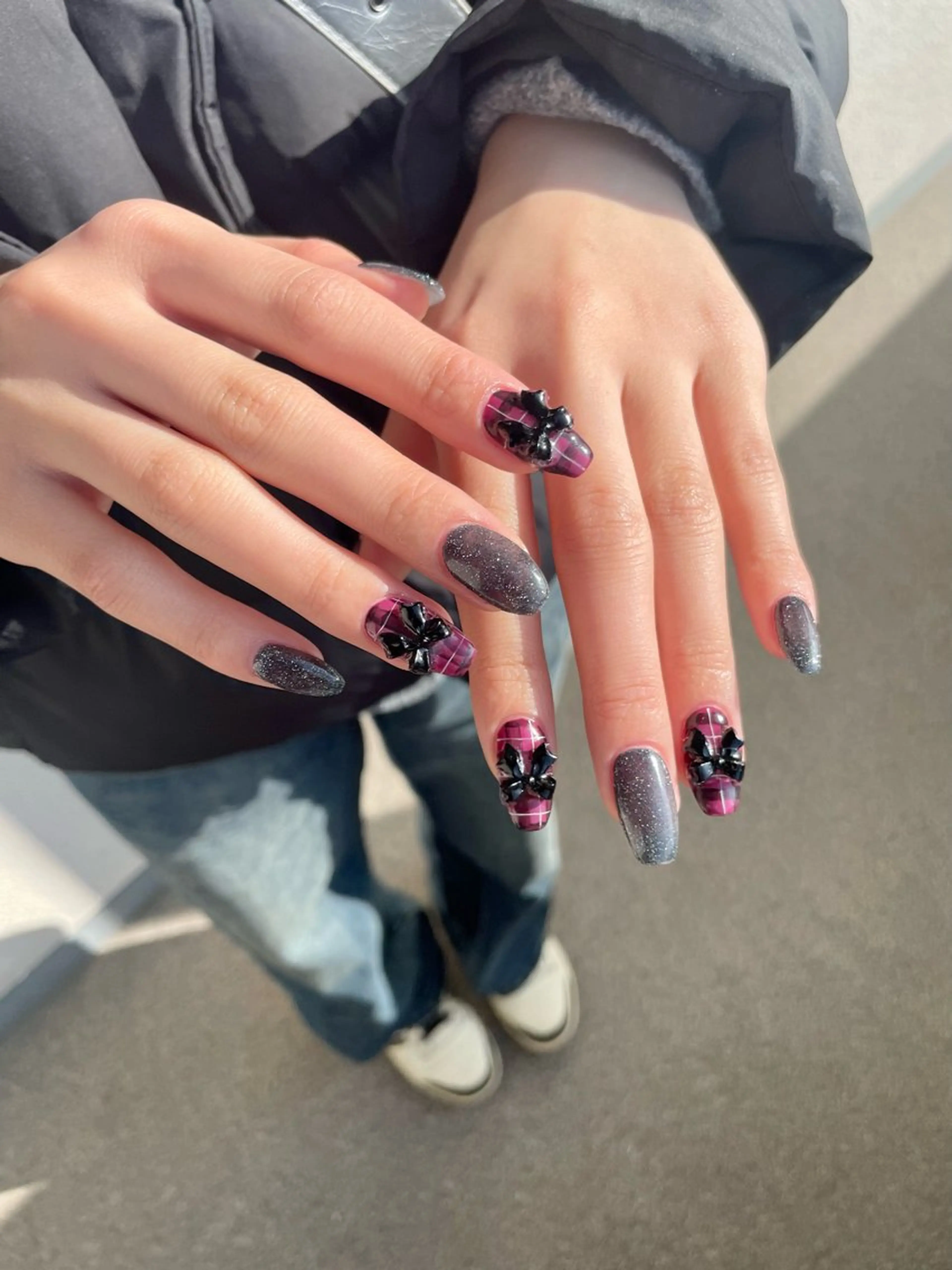 ネイル フラッシュネイル リボン Ever Blue Nail Salonのネイルデザイン
