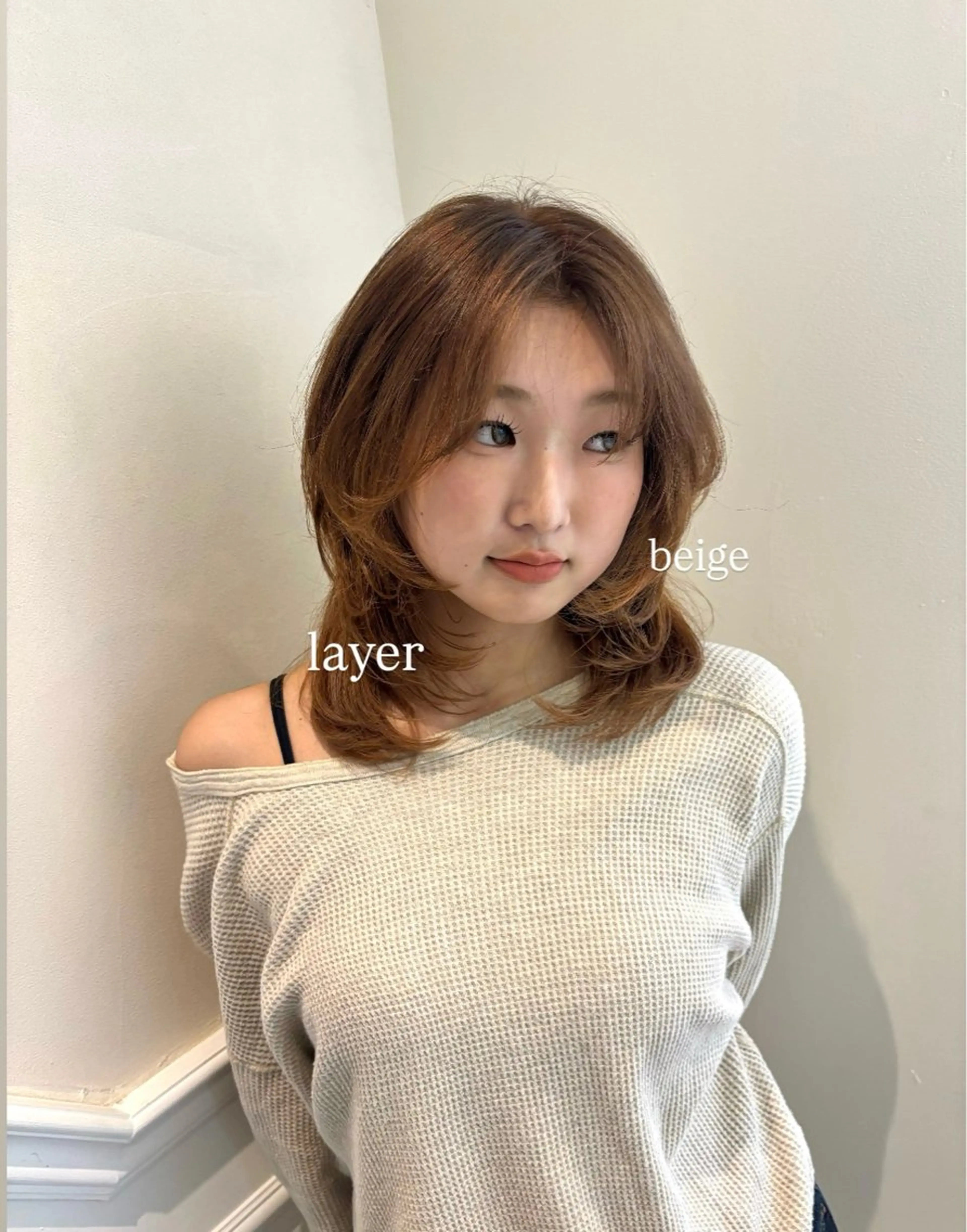 セミロング カラー ヘアカラー トリートメント ハイトーン/ レイヤーカットyuiのヘアスタイル