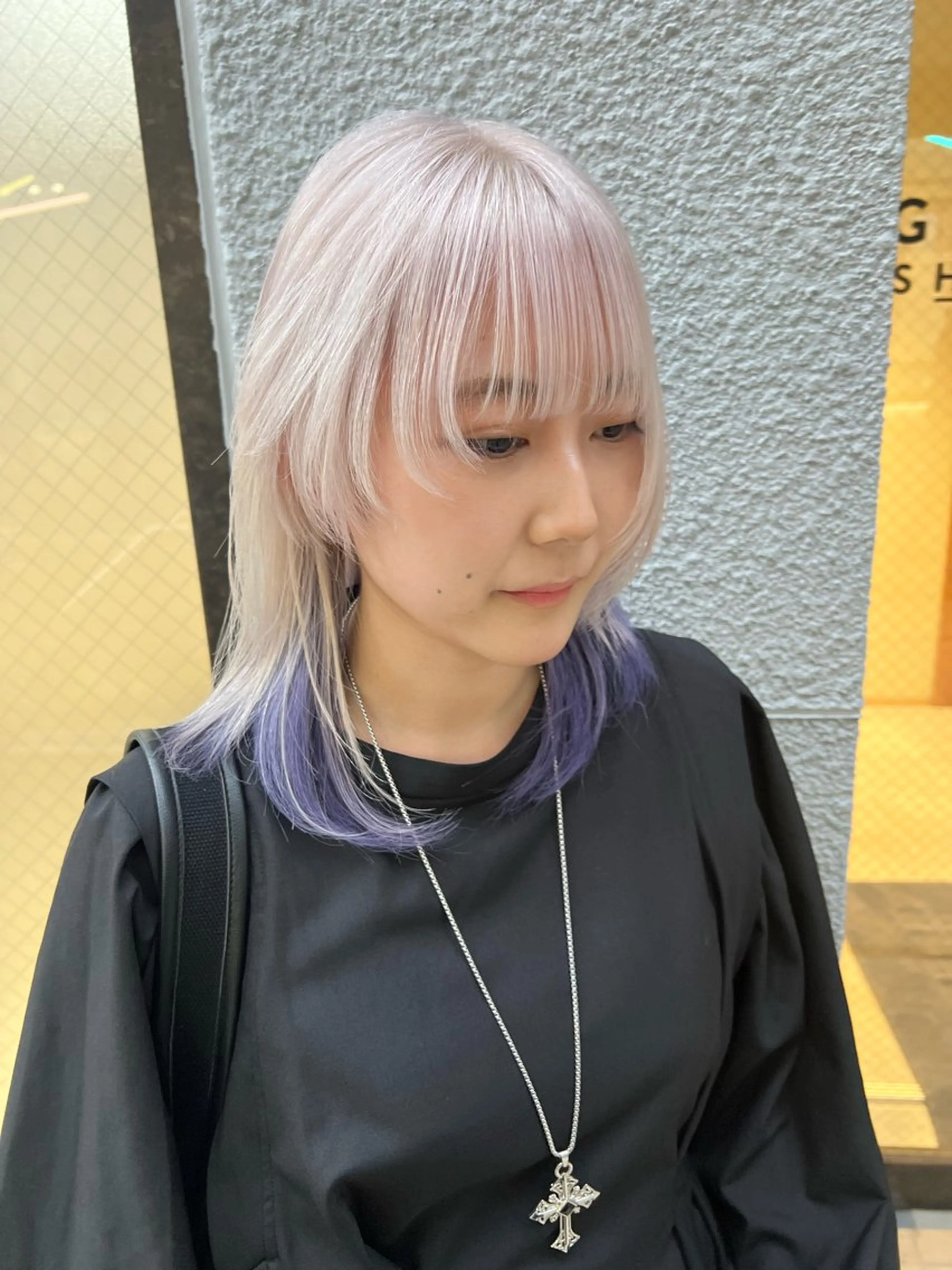 ショート カラー デザインカラー ラベンダーカラー レイヤーカット/韓国 艶カラー🪄REN.のヘアスタイル