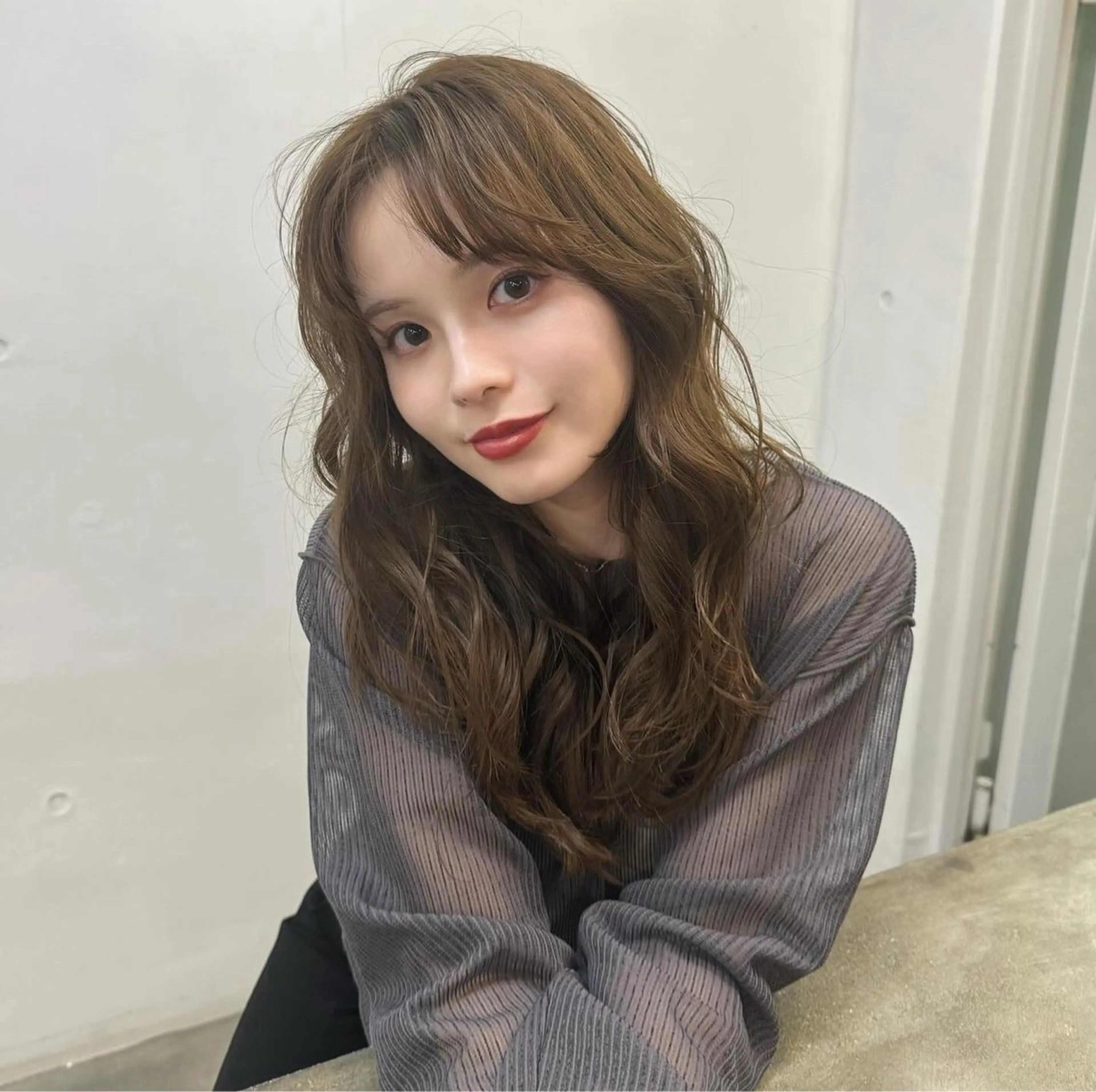 ロング カット ヘアカラー Farbe所属・顔まわりレイヤー 透明感カラー🩵🩵のヘアスタイル