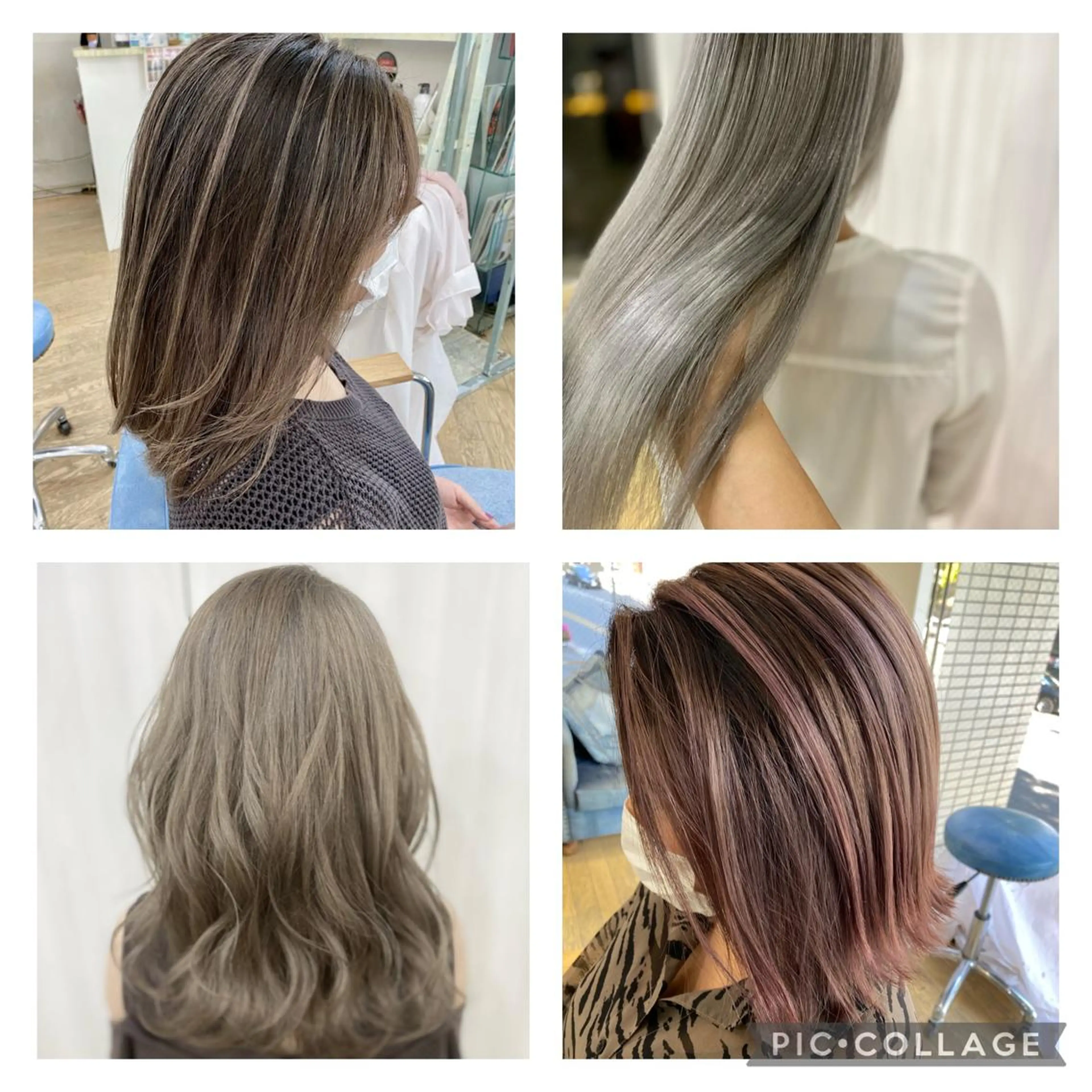 セミロング カラー ヘアアレンジ バレイヤージュ インナーカラー シルバー レイヤーカット 松井 敬太郎のヘアスタイル