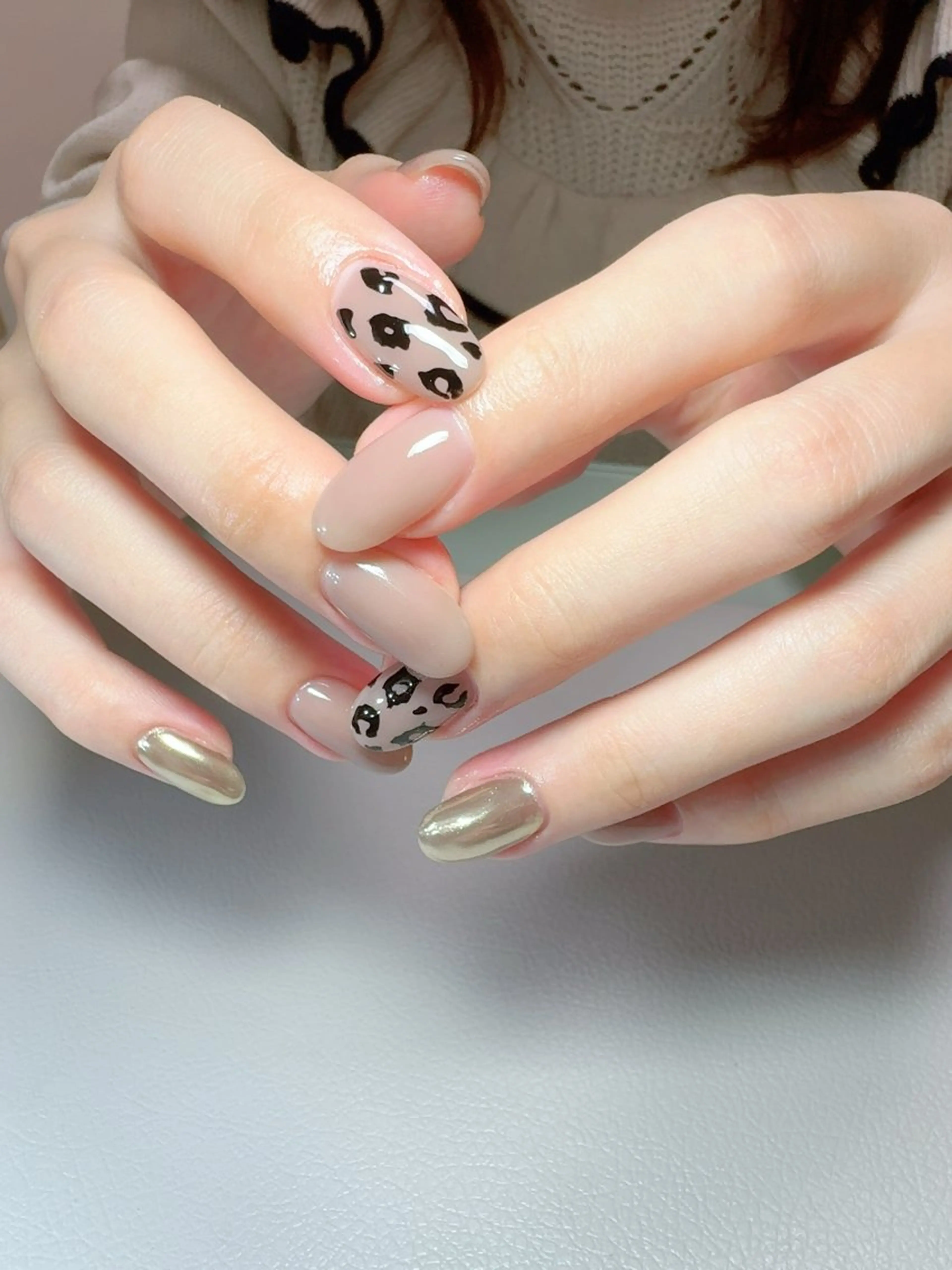 ネイル アニマル柄 冬ネイル ハンドネイル nailsalon urümのネイルデザイン