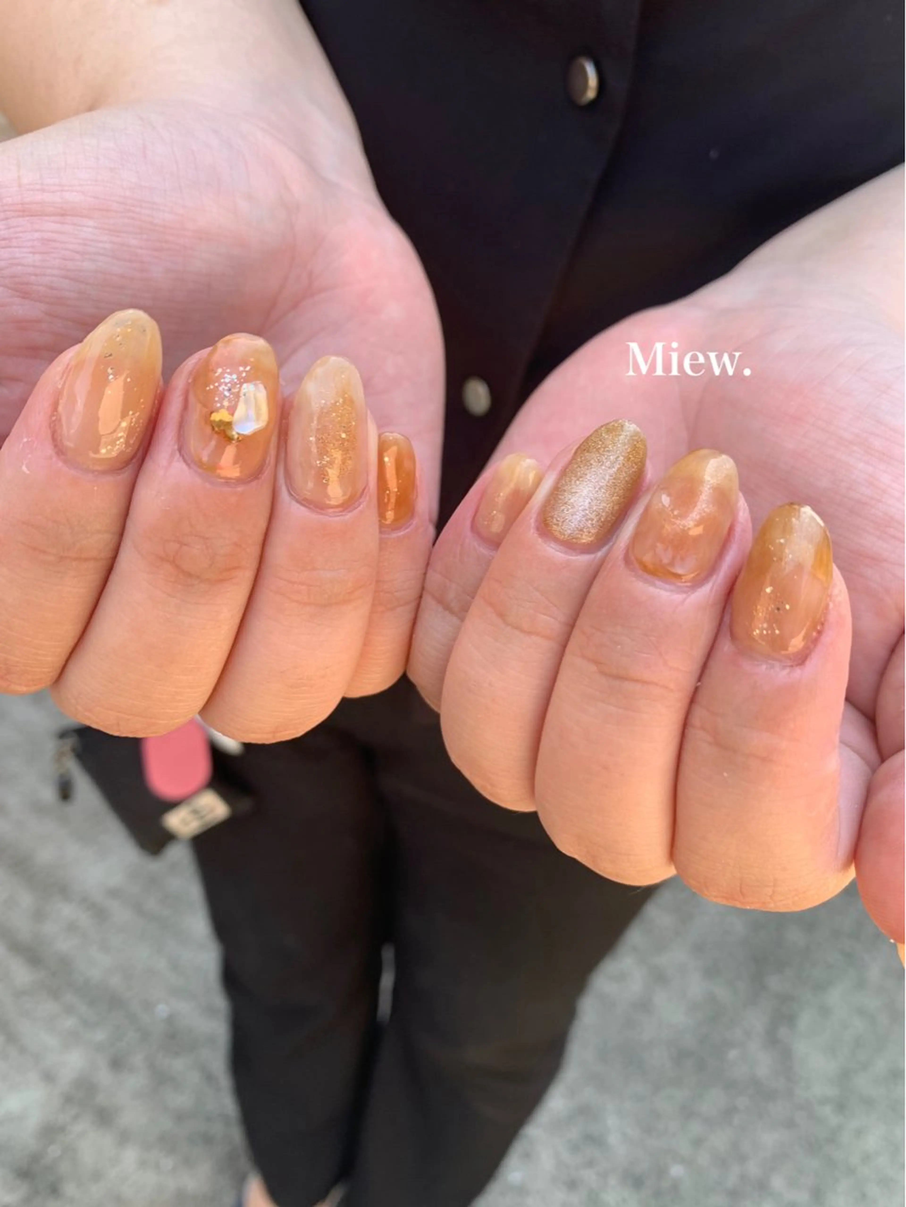 ネイル ブラウン ハンドネイル Mina🫧 【Miew.】のネイルデザイン