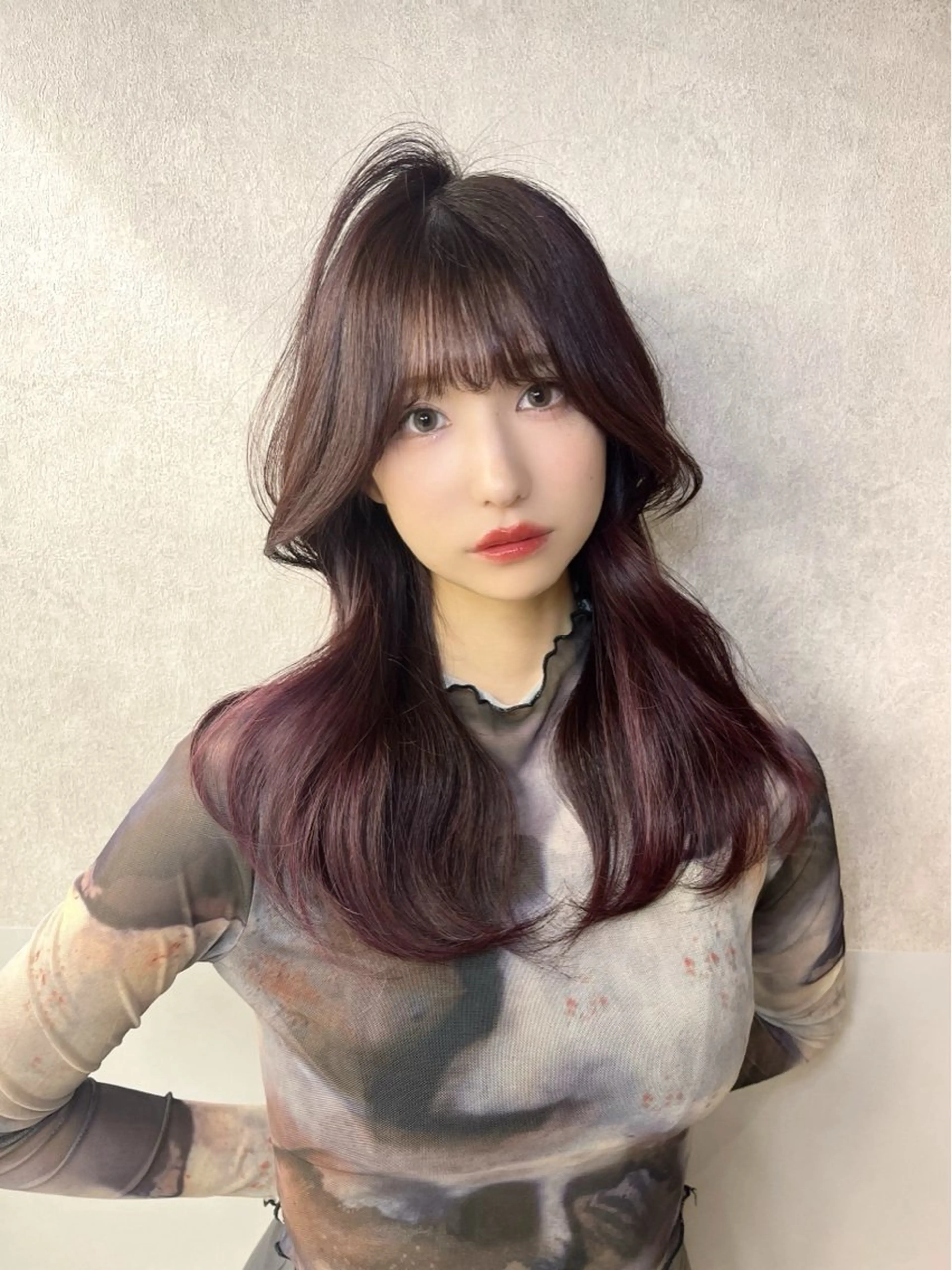 セミロング カラー トリートメント 韓国🇰🇷レイヤー 透明感/秀瑛🩶のヘアスタイル