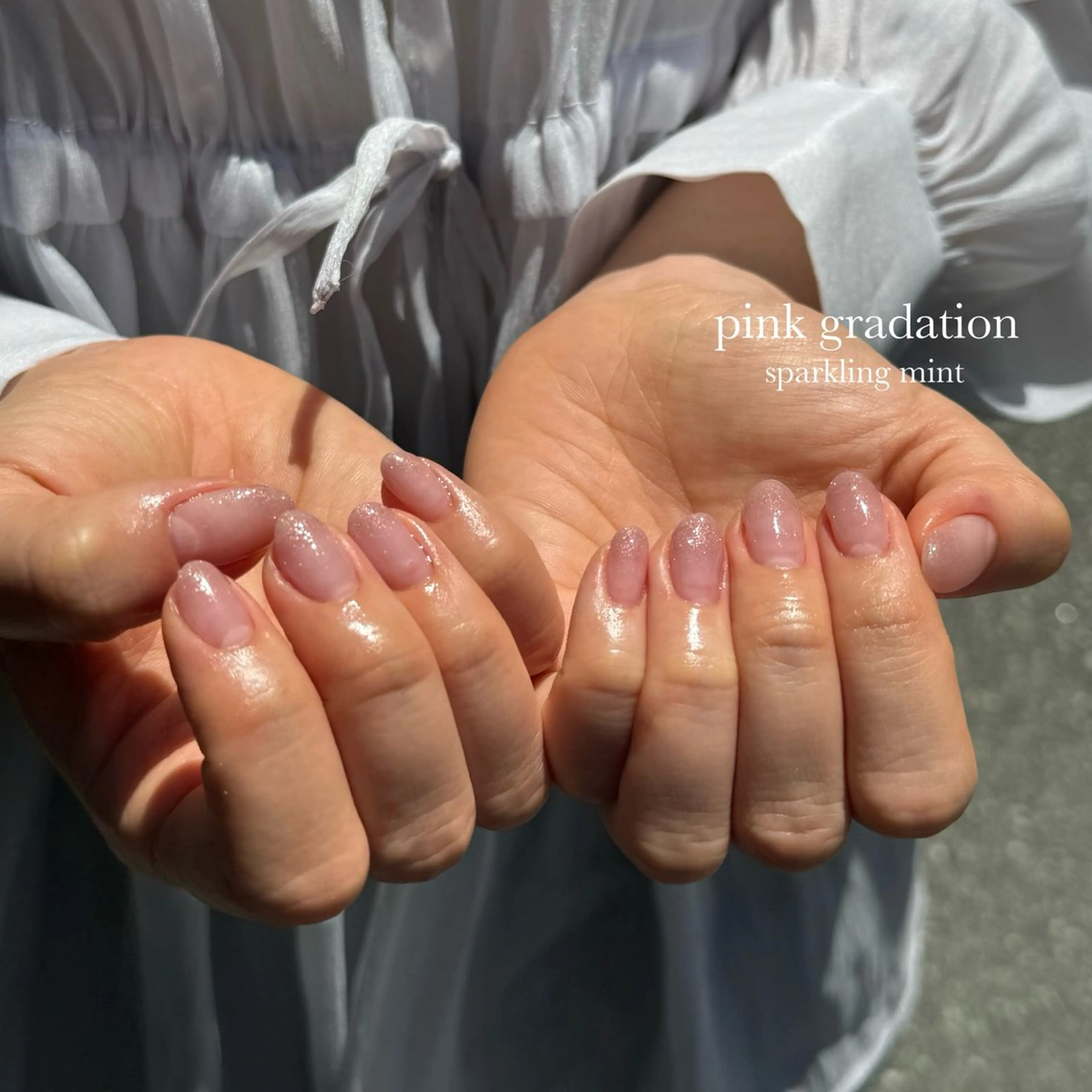 ネイル グラデーション ピンク sparkling mint【スパークリングミント】所属・natsuki 🎀💎モデル様募集のネイルデザイン