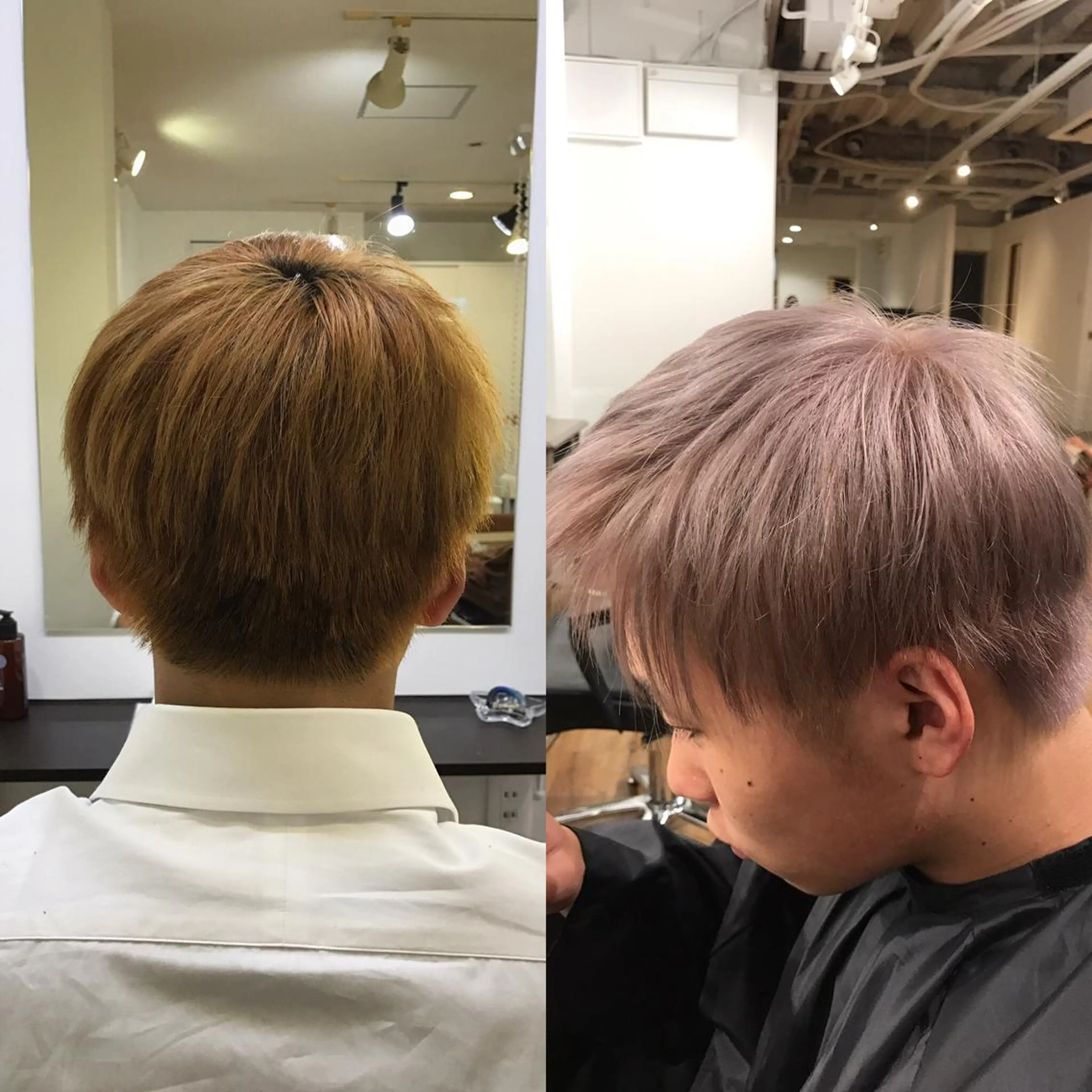 ショート カラー ブリーチ ピンクカラー 家中 貴典のヘアスタイル