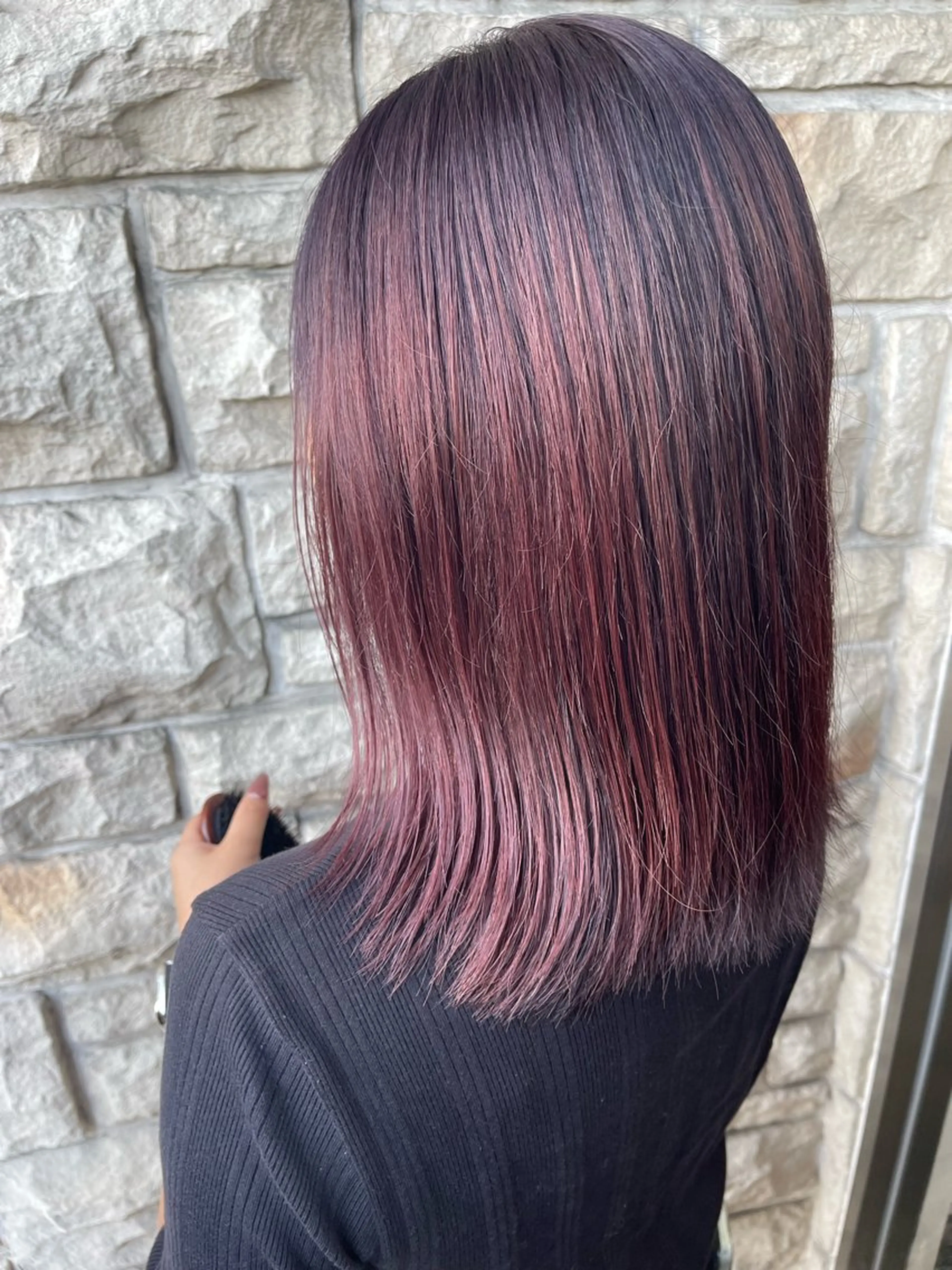 セミロング カラー ブリーチ ブラウンカラー ピンクカラー ピンクブラウン カット ヘアカラー トリートメント beautystadium529所属・高橋 裕利のヘアスタイル