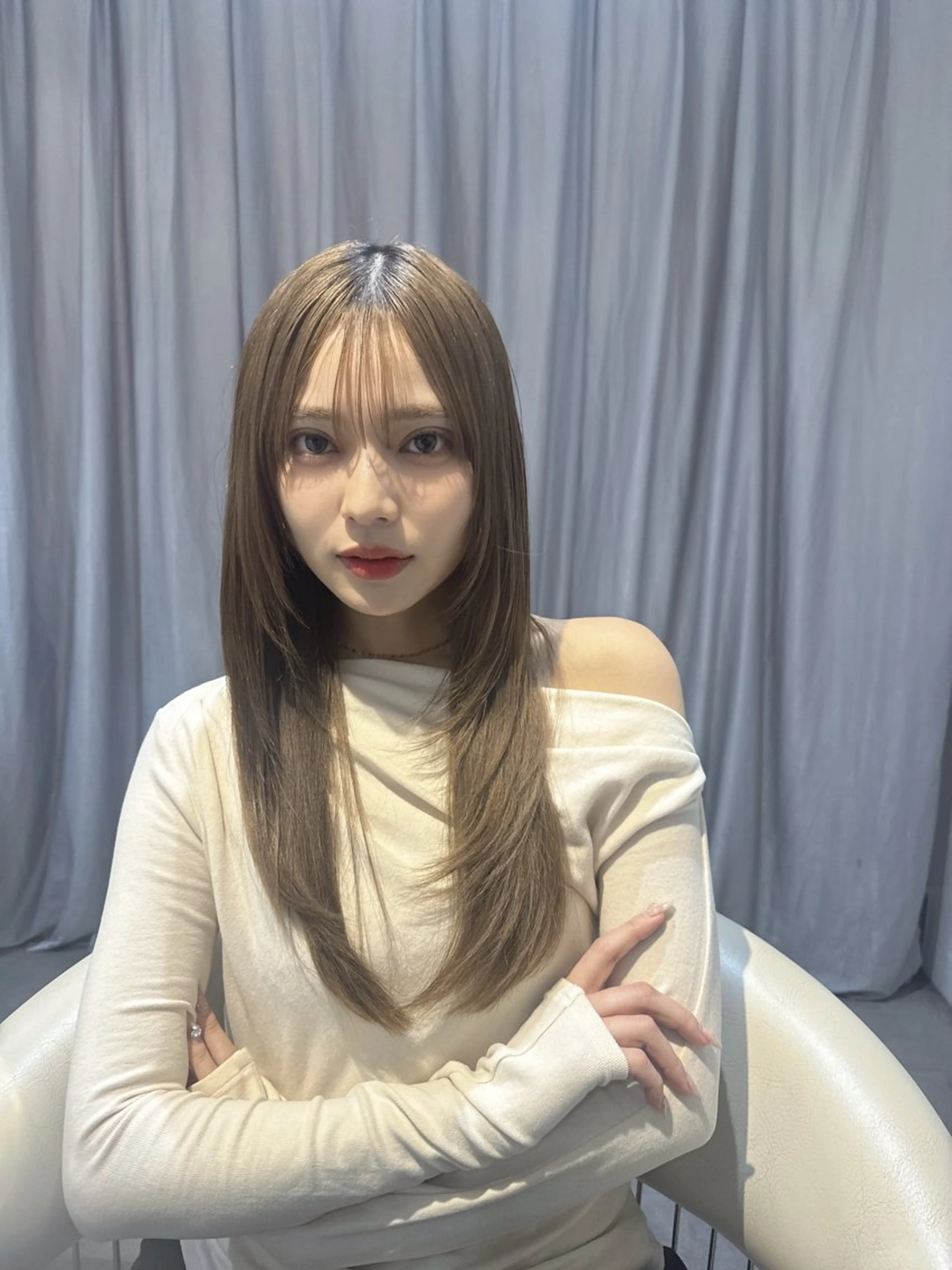 ロング カラー 顔まわりレイヤー ヨシンモリ 韓国風ヘア レイヤーカット カット ヘアカラー トリートメント 💎透明感カラー特化 💎TAISEIのヘアスタイル