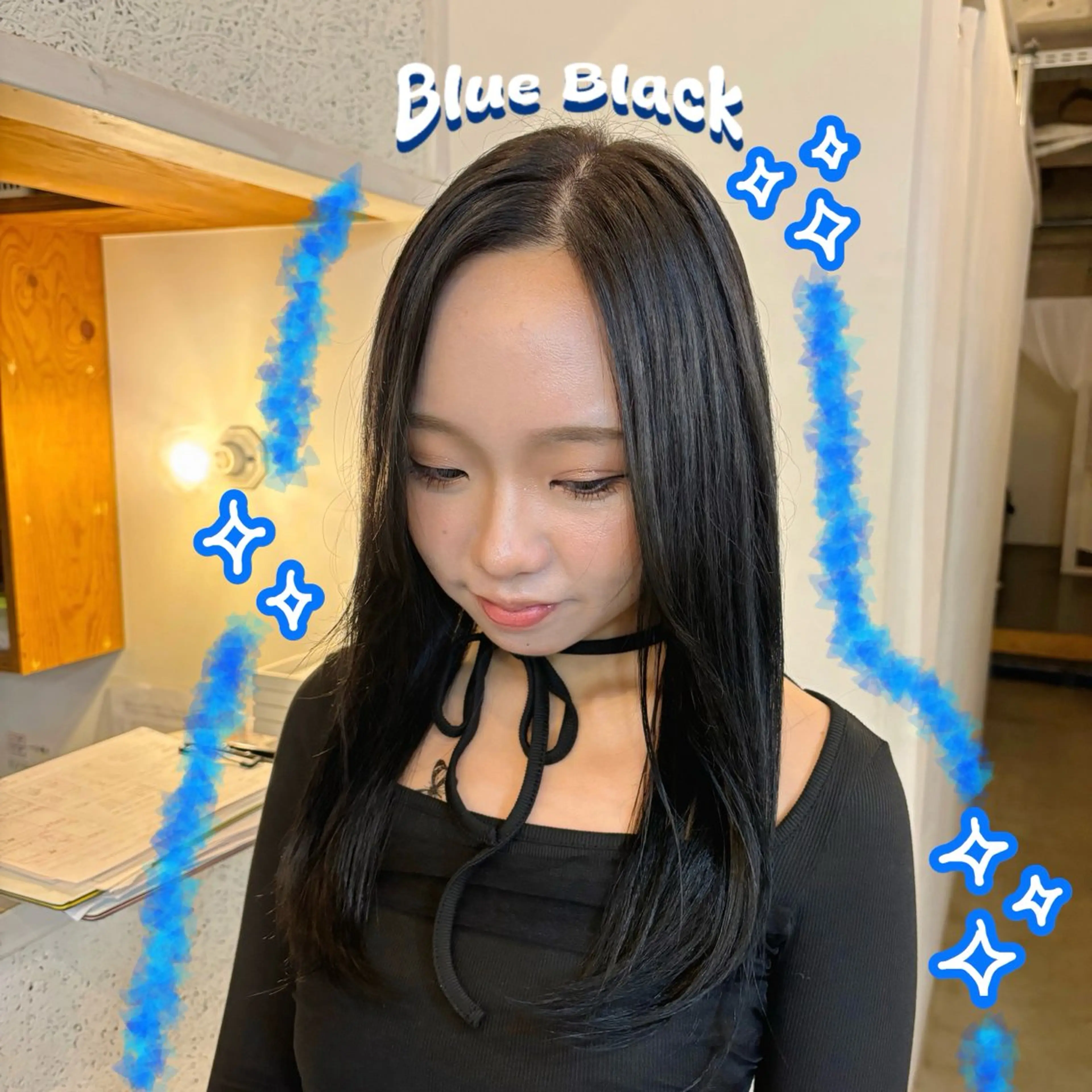 【🎓学生必見🎓】トーンダウンカラー➕艶トリートメント💙✨️💙暗髪/透明感カラー/艶髪/ブルーブラックの写真