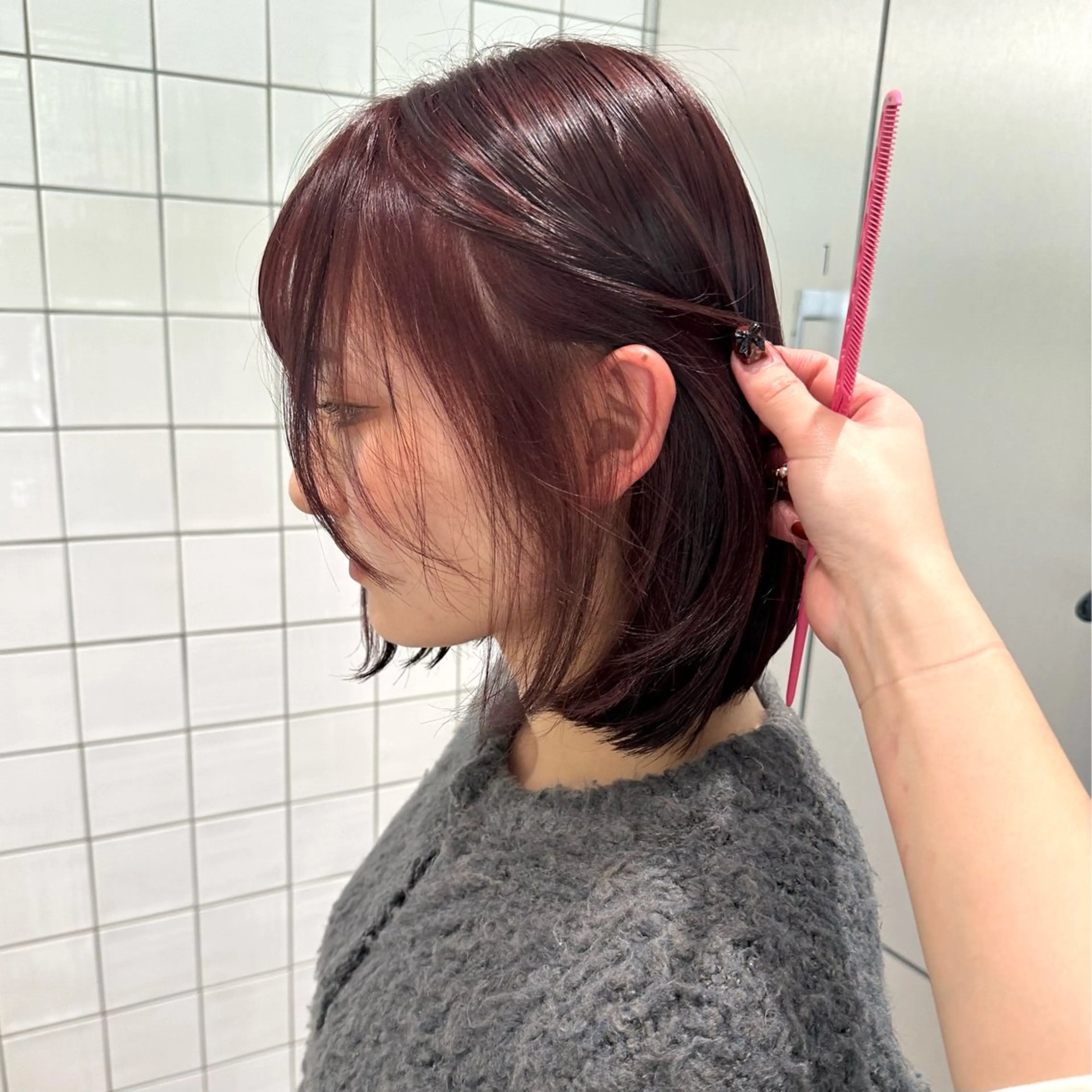 ミディアム ヘアカラー yuka♡/ボブ カット/暖色カラーのヘアスタイル