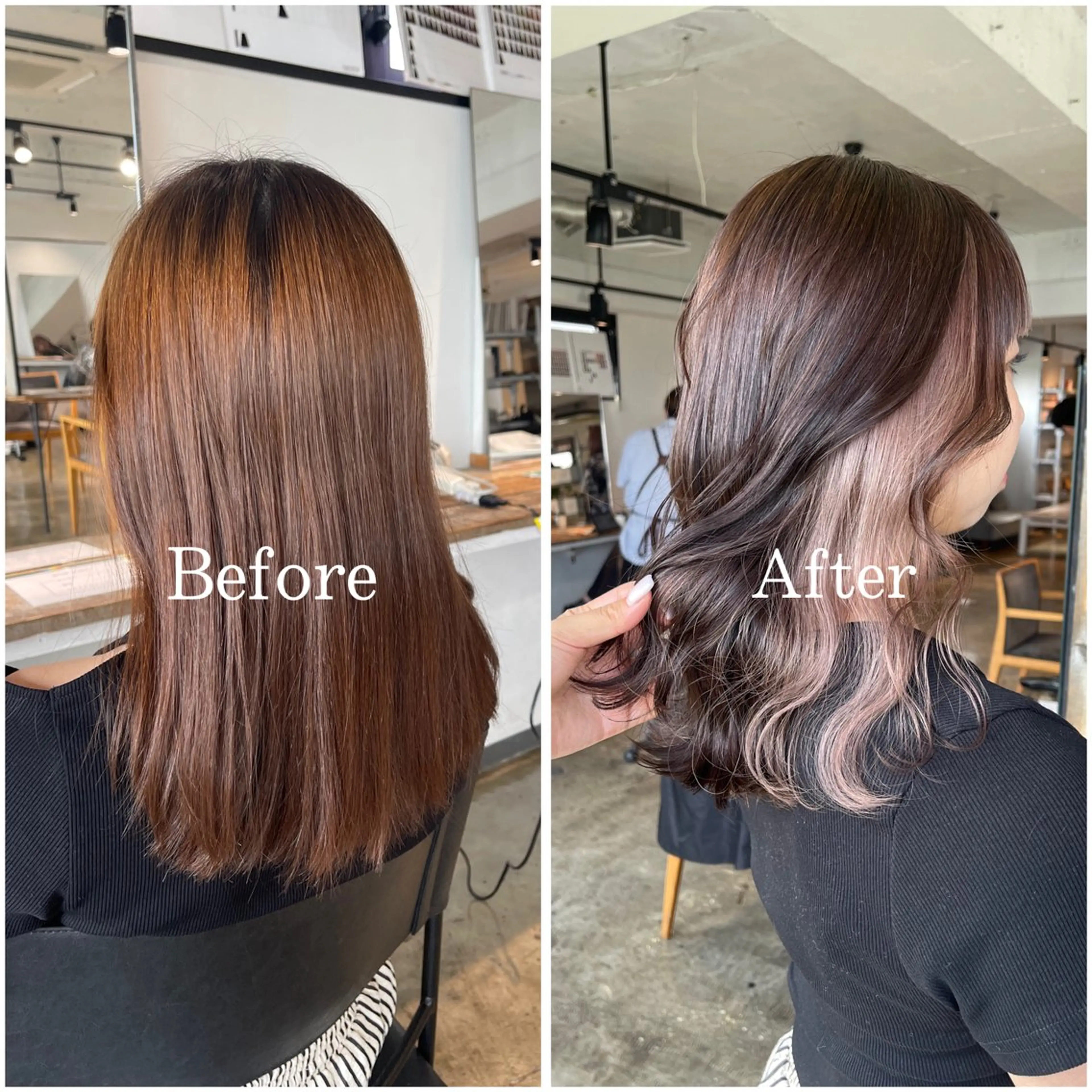 セミロング カラー ブリーチ デザインカラー ハイトーンカラー ムラ修正/ ハイトーン💖Riaのヘアスタイル