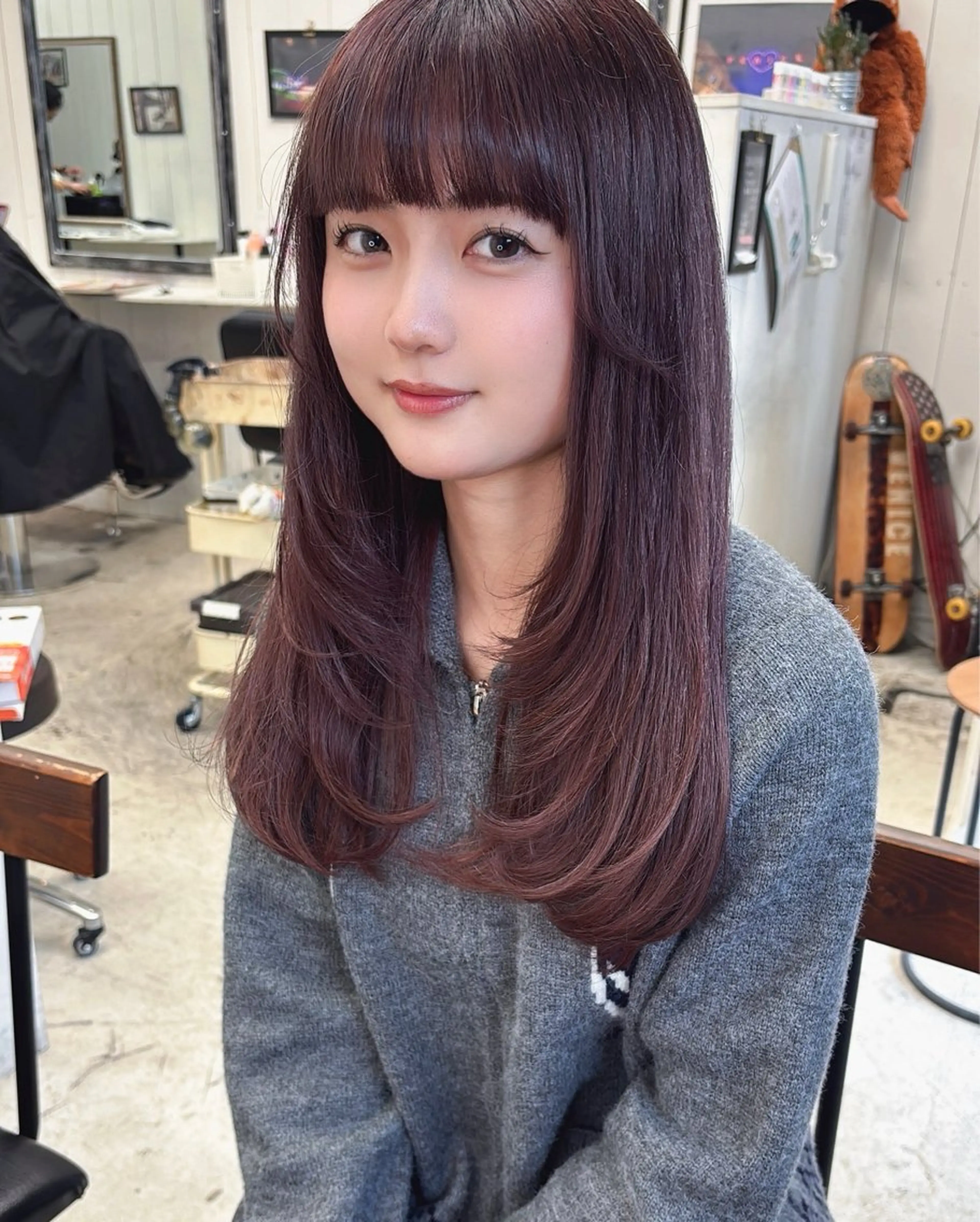 ロング カラー ブリーチ カット ヘアカラー トリートメント Ann. /レイヤーカットのヘアスタイル