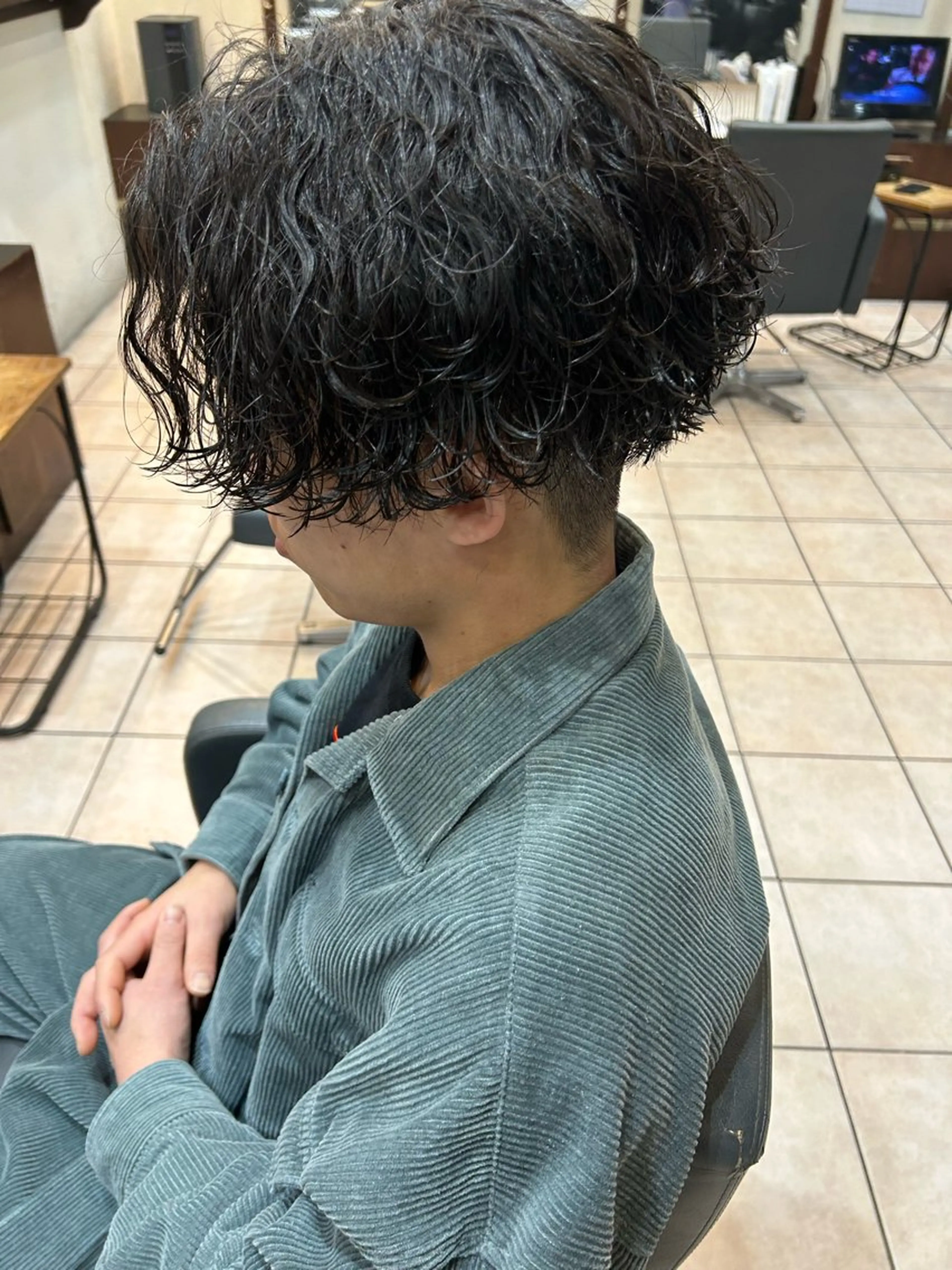 ミディアム パーマ メンズ 大阪/梅田/シャドウ パーマ/ノボリユウタのヘアスタイル