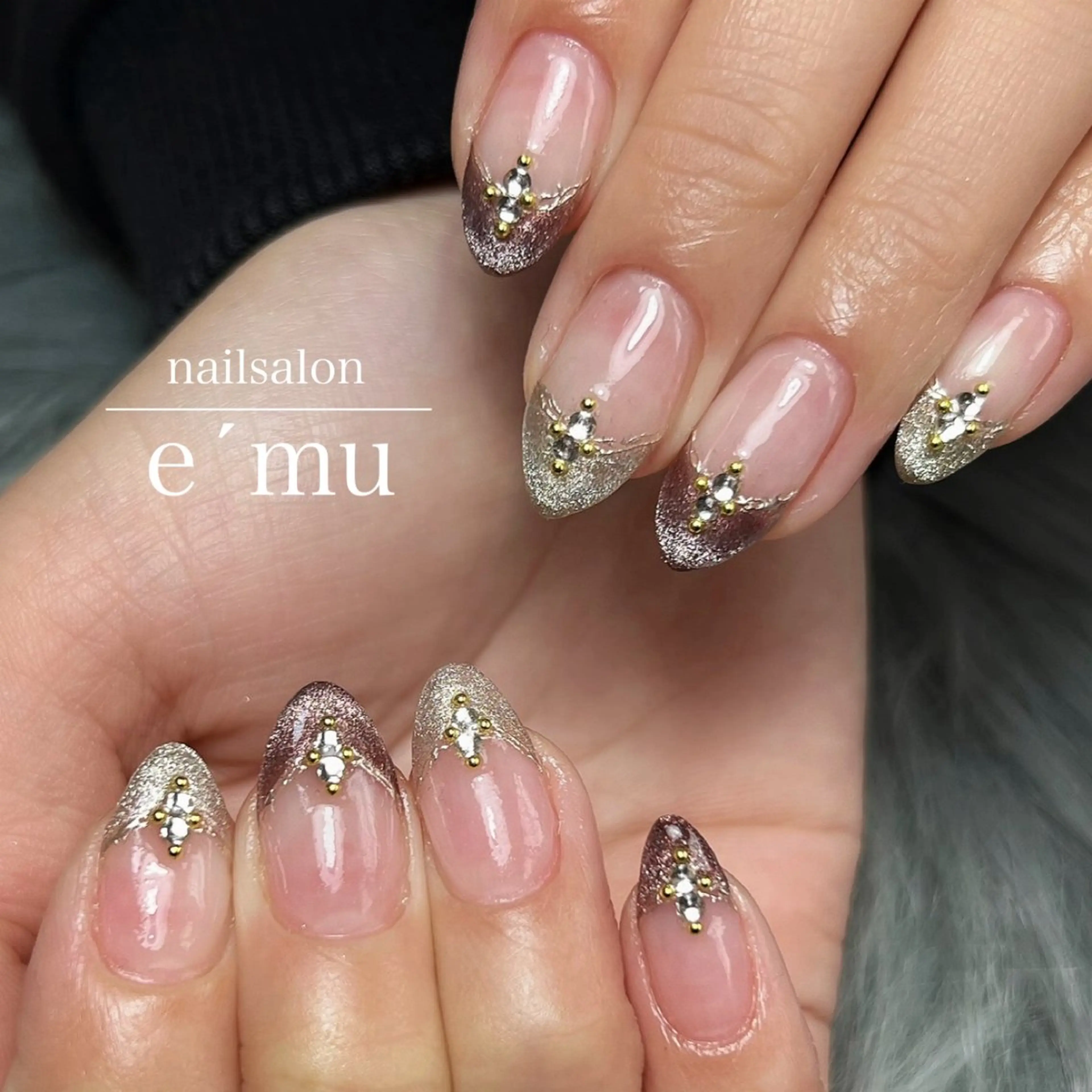 ネイル フレンチネイル マグネットネイル マグネットフレンチ ハンドネイル nailsalon e´muのネイルデザイン