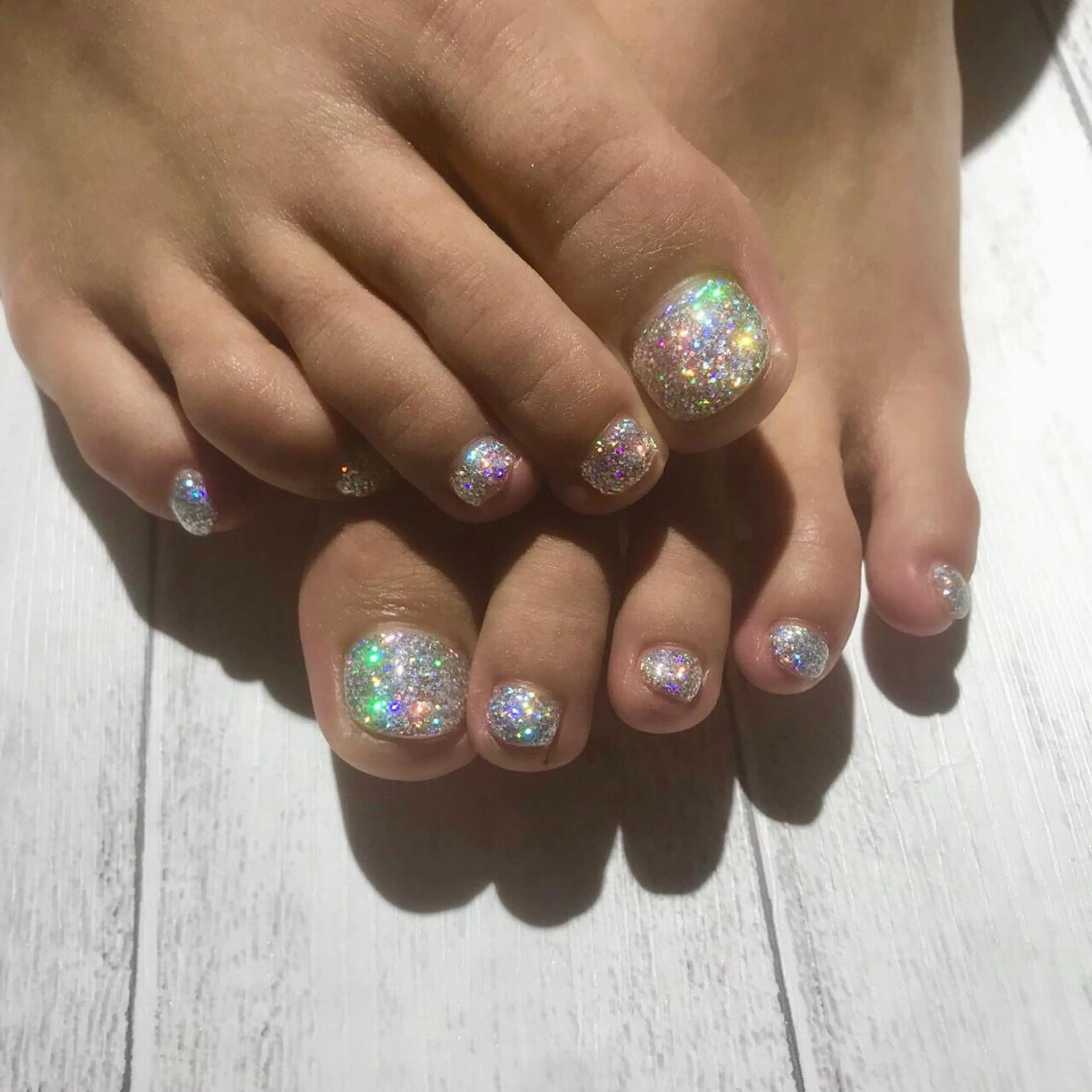 ネイル キラキラネイル ラメ(グリッター) ワンカラーネイル シルバー ビューティ サロンMIORAのマツエク・マツパデザイン