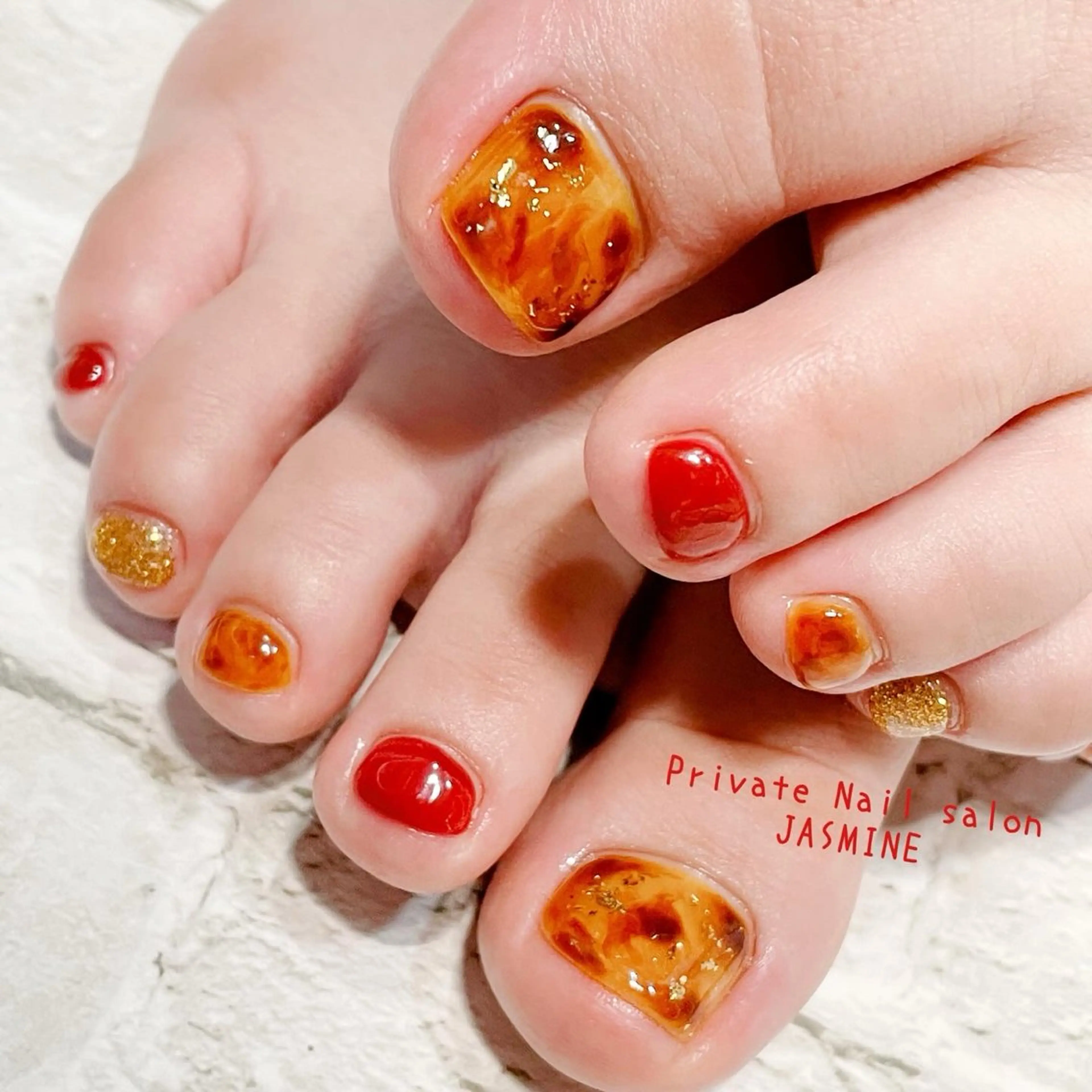 ネイル べっ甲ネイル フットネイル フットネイル Nail salon JASMINEのネイルデザイン