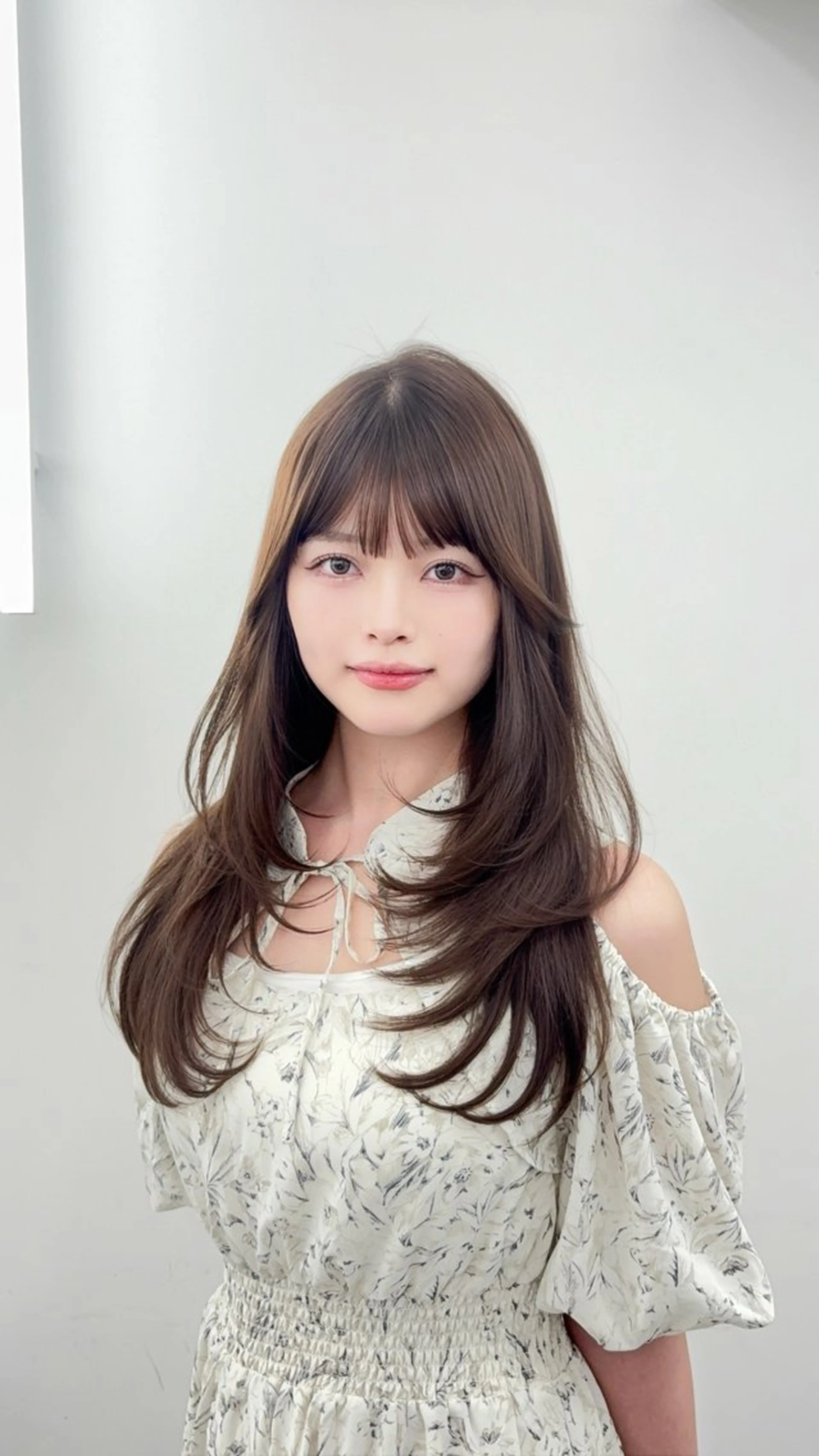 ロング カラー 小顔カット カット ヘアカラー トリートメント 韓国ヘア/レイヤー/ 顔まわり足立遥奈のヘアスタイル