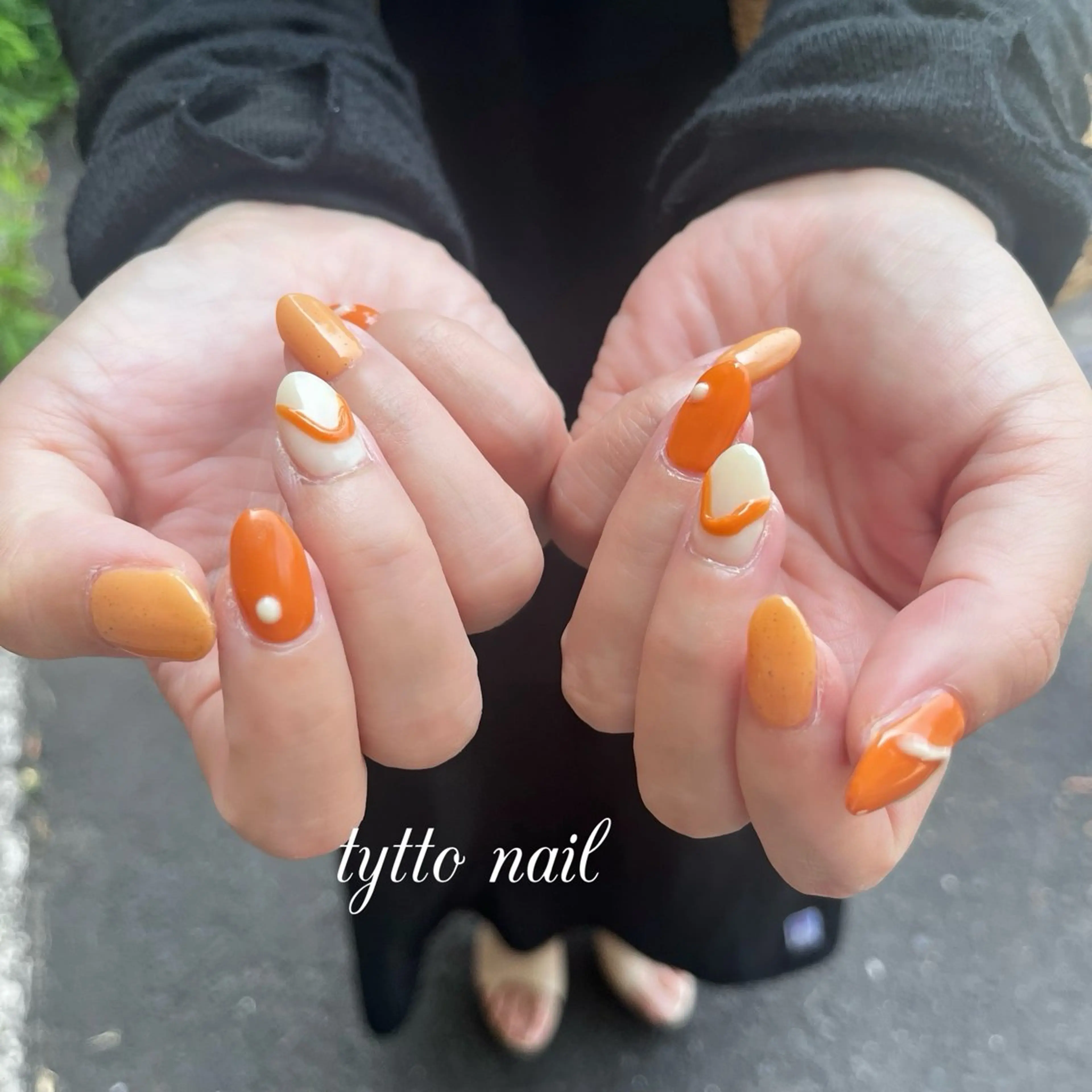 ネイル アートネイル 韓国ネイル ニュアンスネイル オフィスネイル オレンジ ハンドネイル tytto nail ❤︎‪‪eri‪‪のネイルデザイン