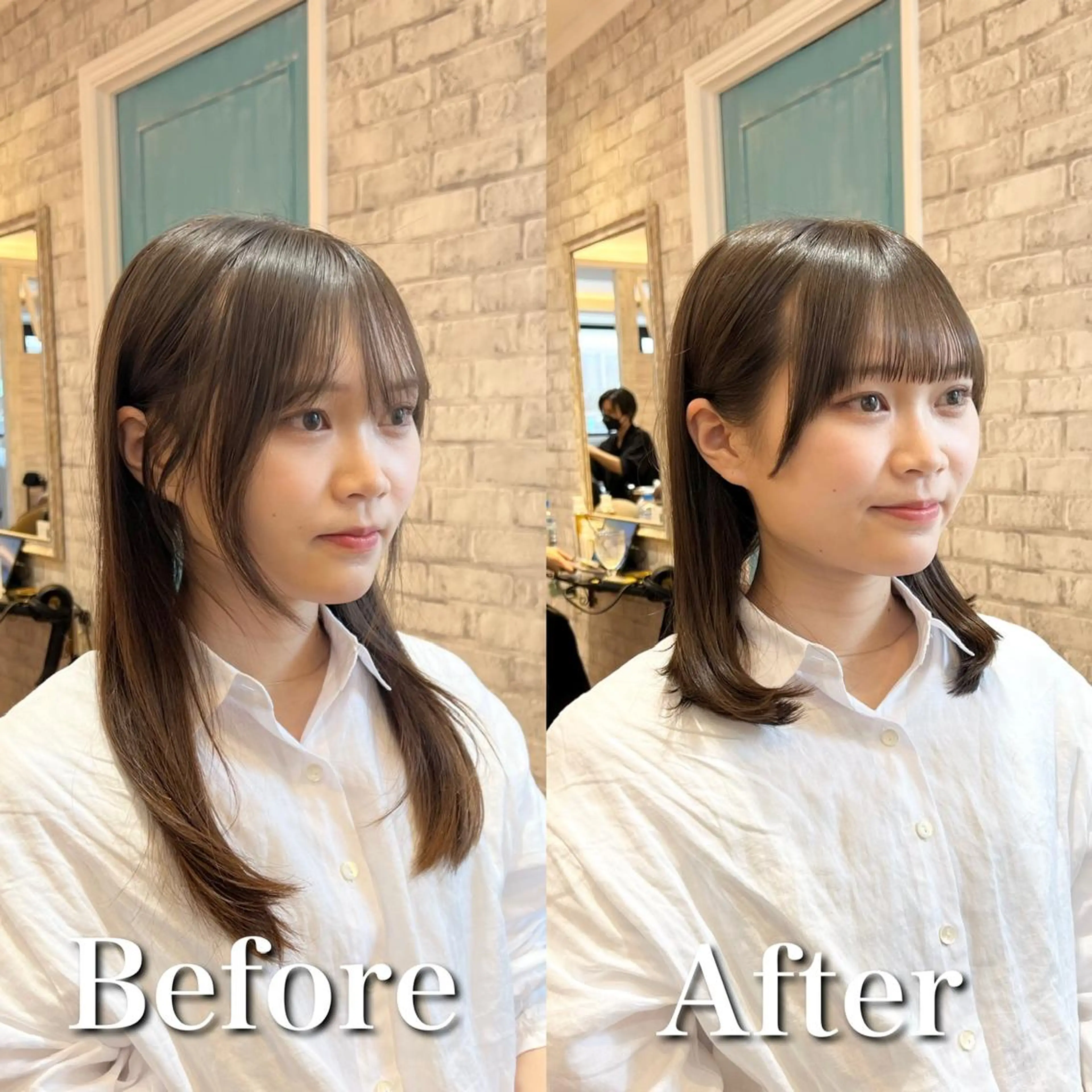 ミディアム パーマ モテ前髪 タゴメ シンヤのヘアスタイル