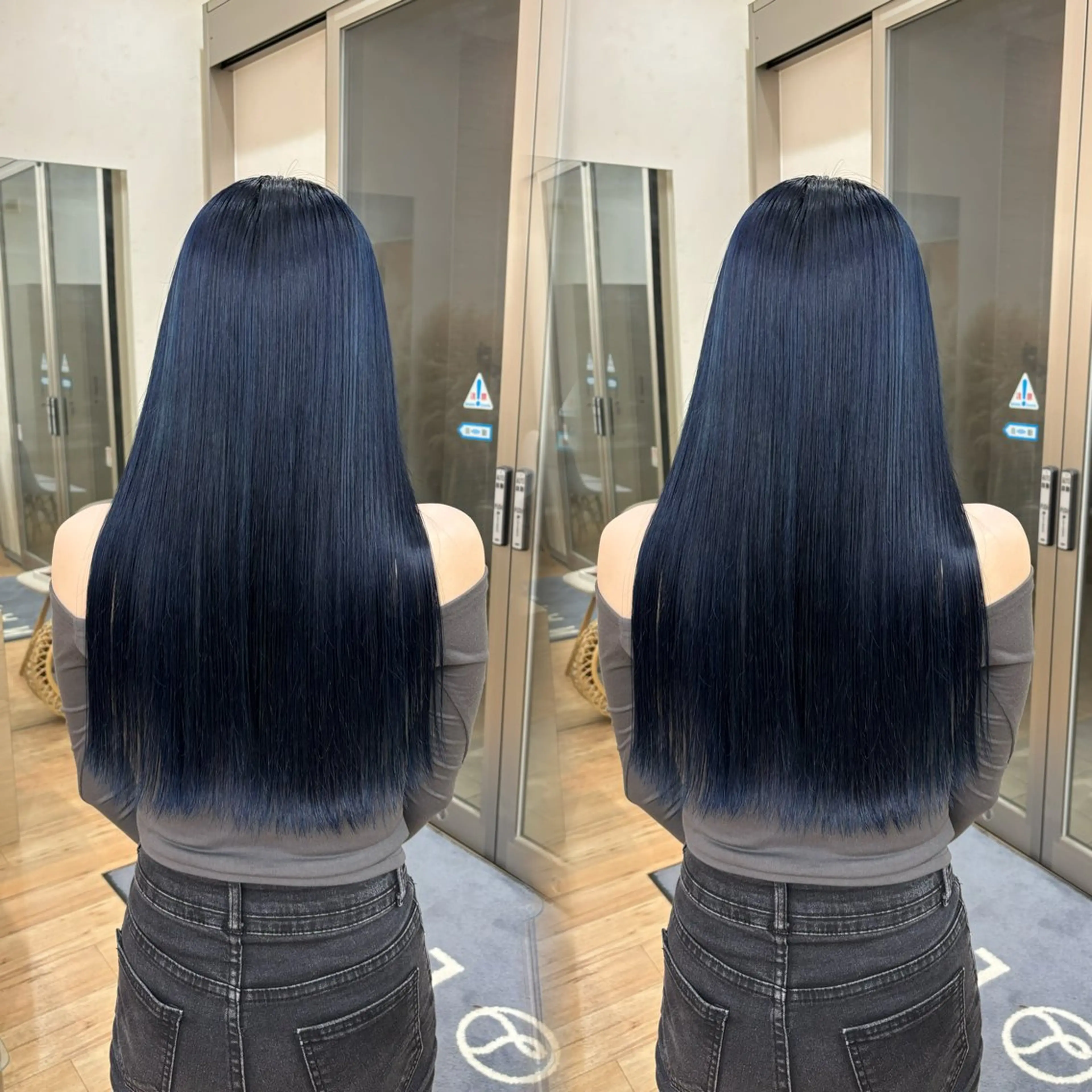 ロング カラー ブリーチ ブルーカラー ネイビーカラー ヘアカラー 吉成 葉南のヘアスタイル