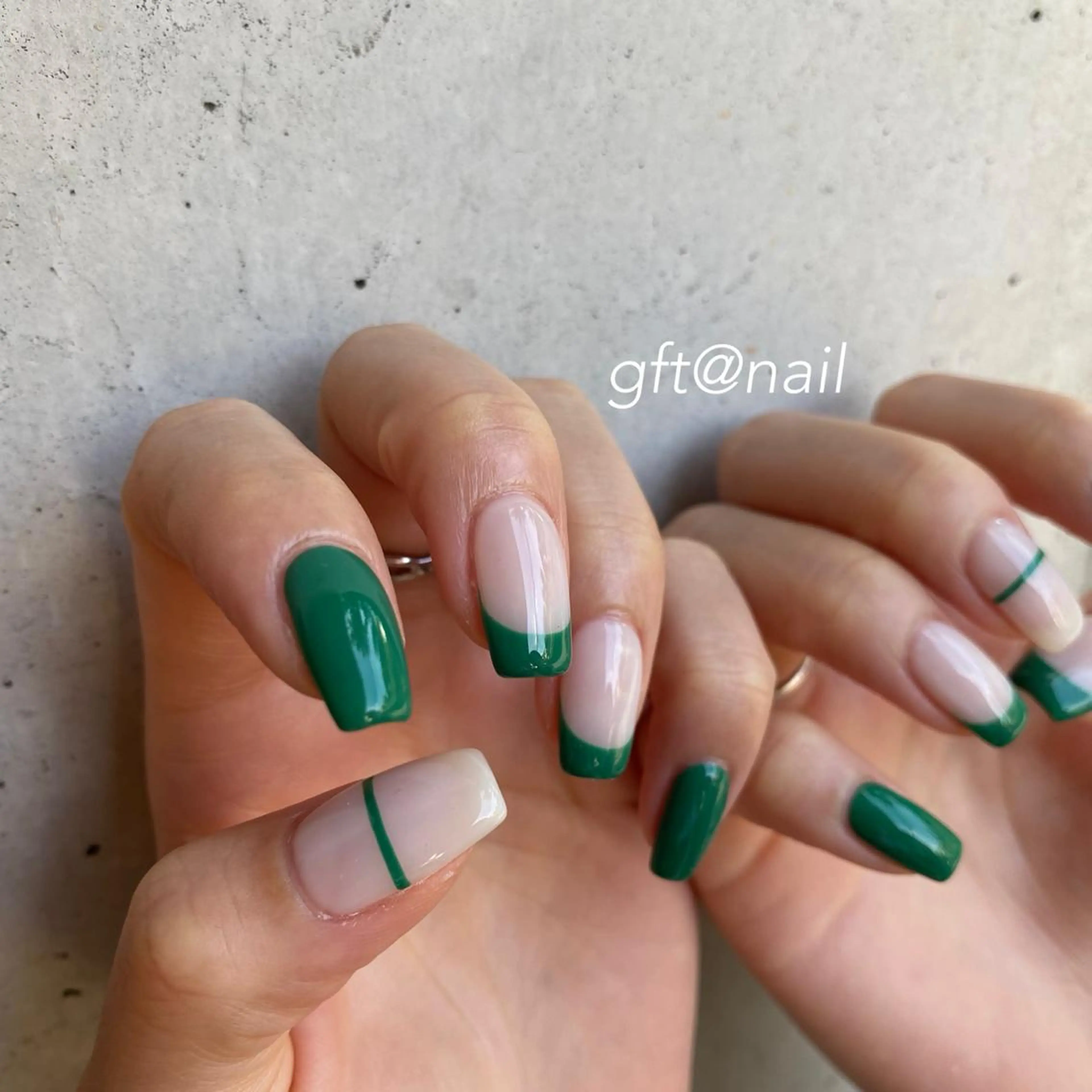 ネイル グリーン ハンドネイル etorca nailのネイルデザイン